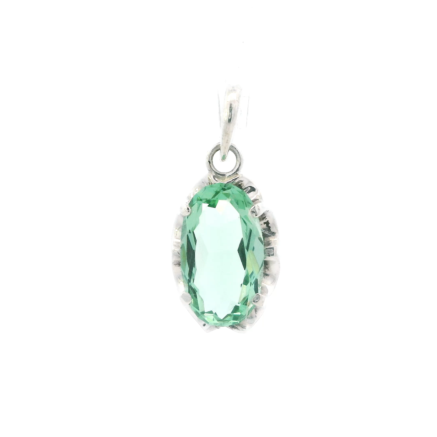 Sterling Silver Synthetic Russian Emerald Pendant