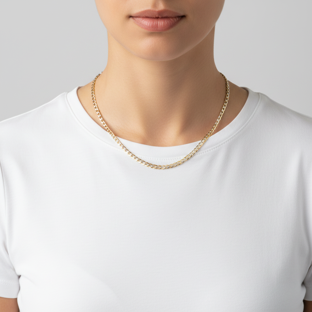 14K Yellow Gold 24" Diamond Cut Curb Chain