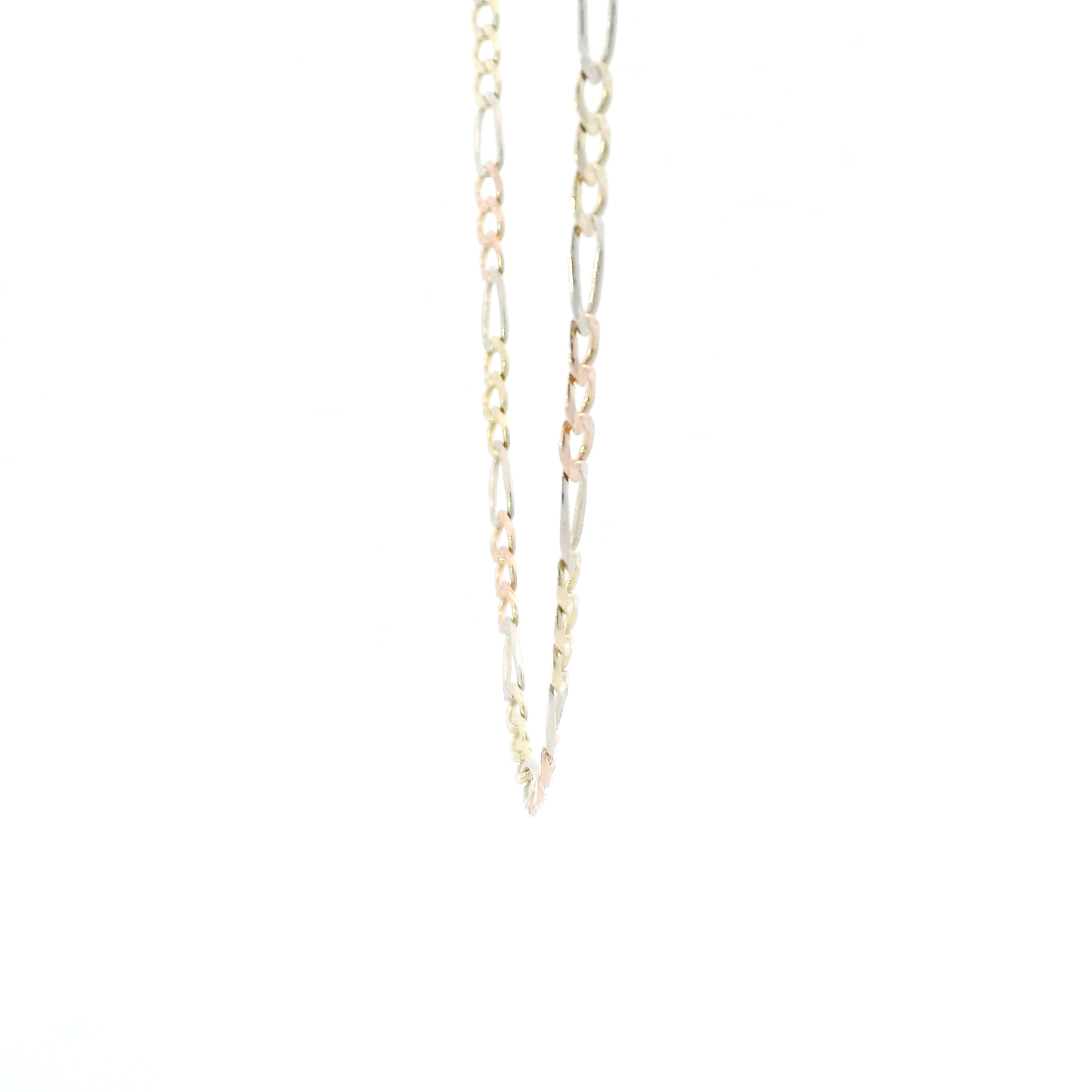 14K Tri Color Gold 20" Diamond Cut Figaro Chain