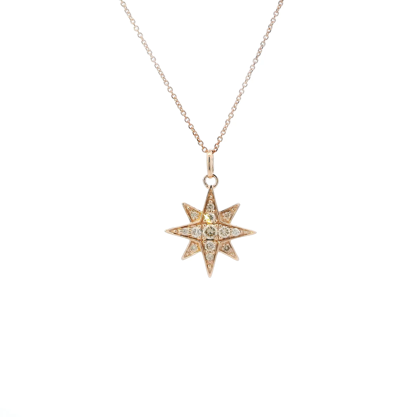 14K Rose Gold Cable Chain & Diamond Star Pendant - 0.25ct
