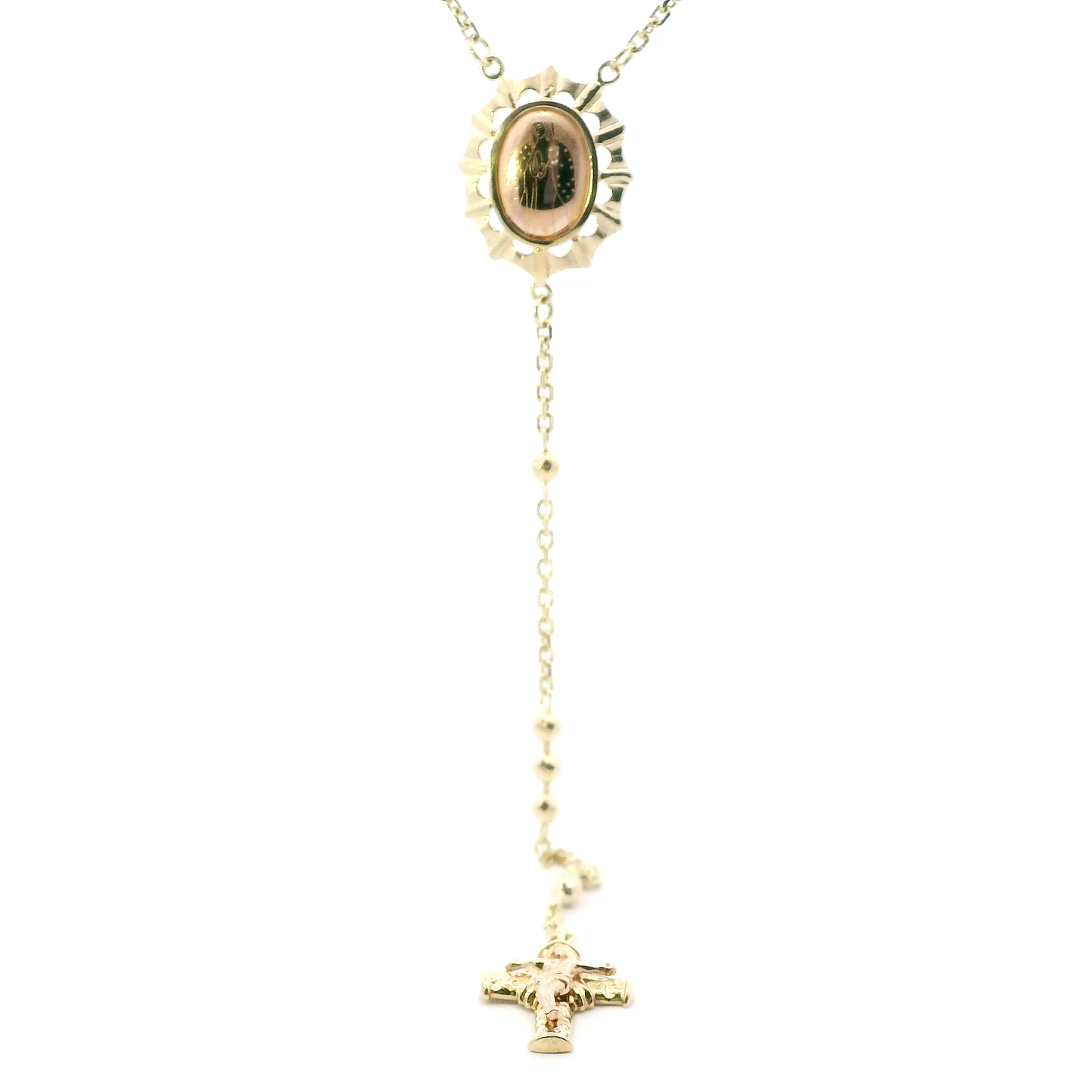 14K Yellow & Rose Gold 25.5" Beaded Rosary