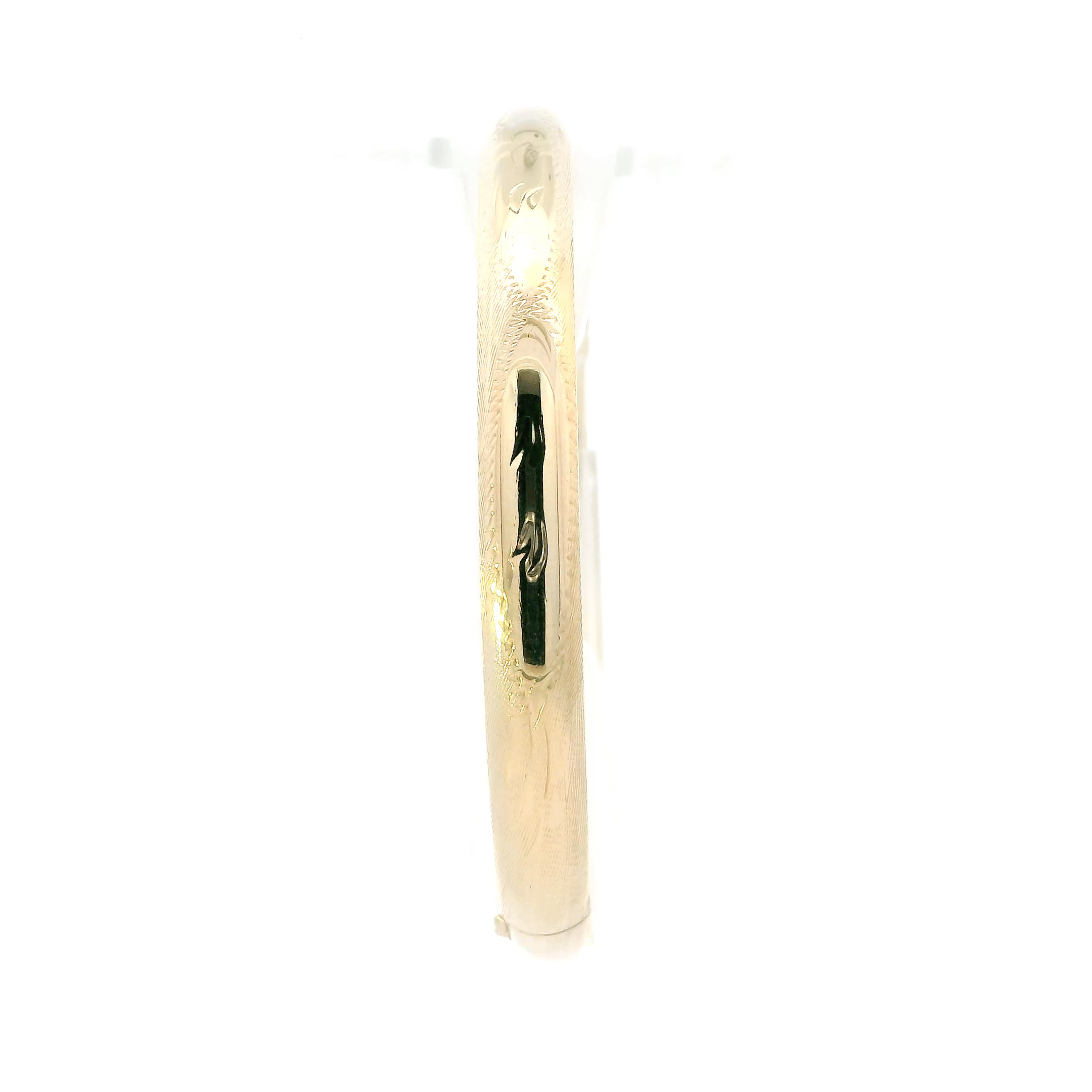 14K Yellow Gold Diamond Cut Design Bangle Bracelet