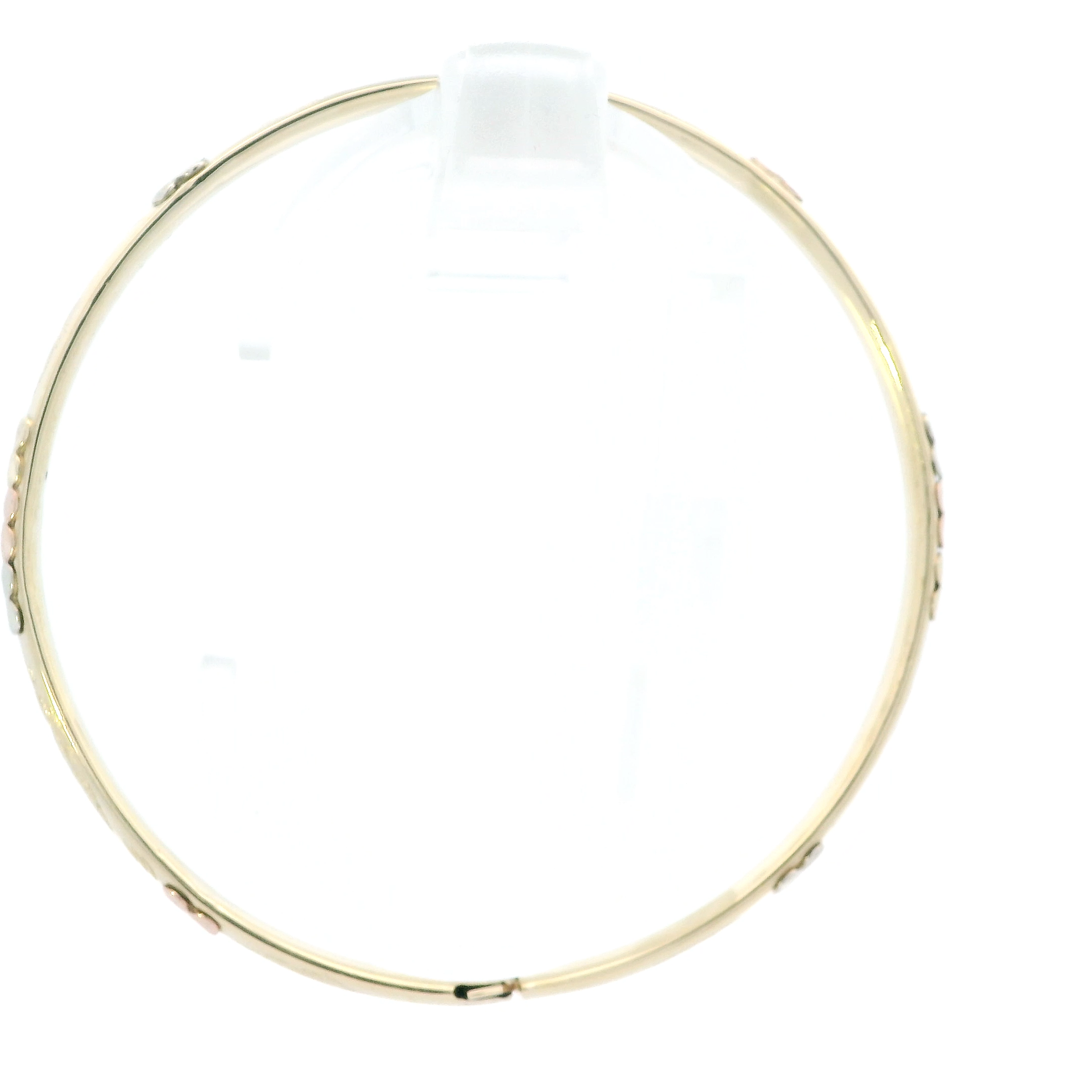 14K Tri Color Gold Floral Design Bangle Bracelet