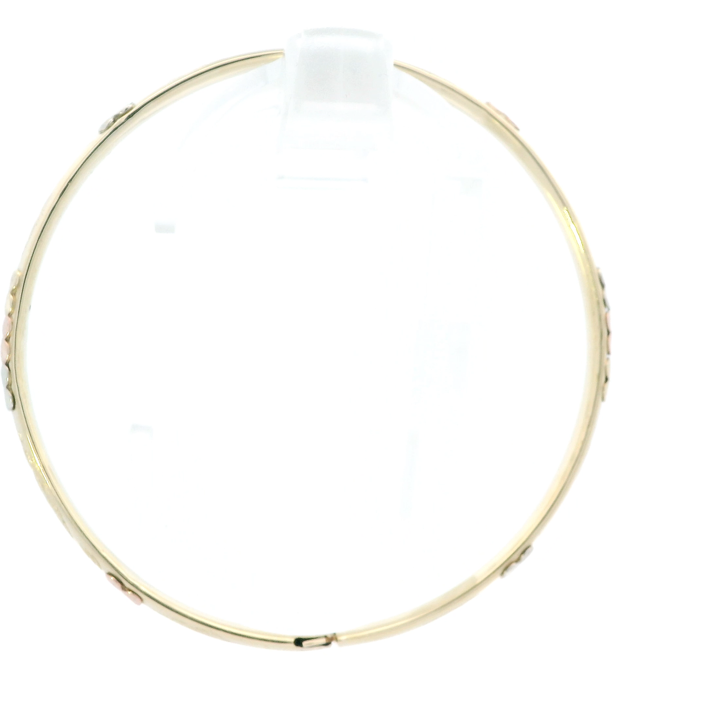 14K Tri Color Gold Floral Design Bangle Bracelet