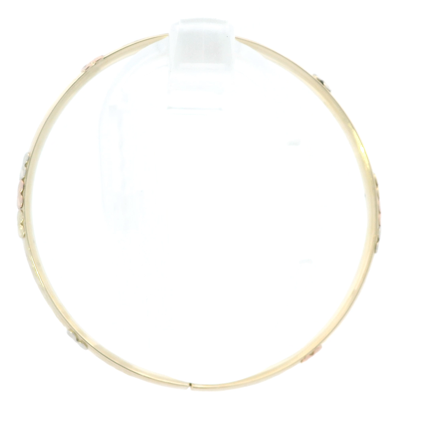 14K Tri Color Gold Floral Design Bangle Bracelet