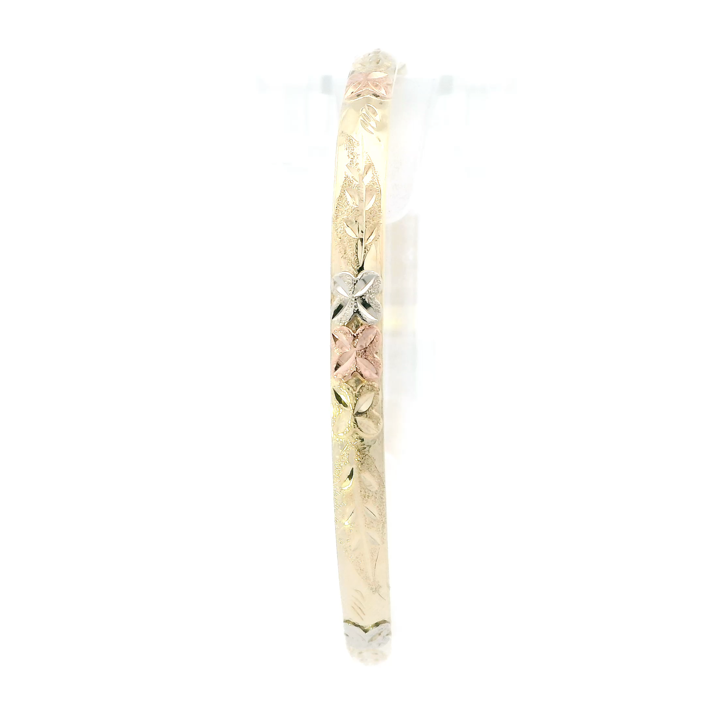 14K Tri Color Floral Design Bangle Bracelet