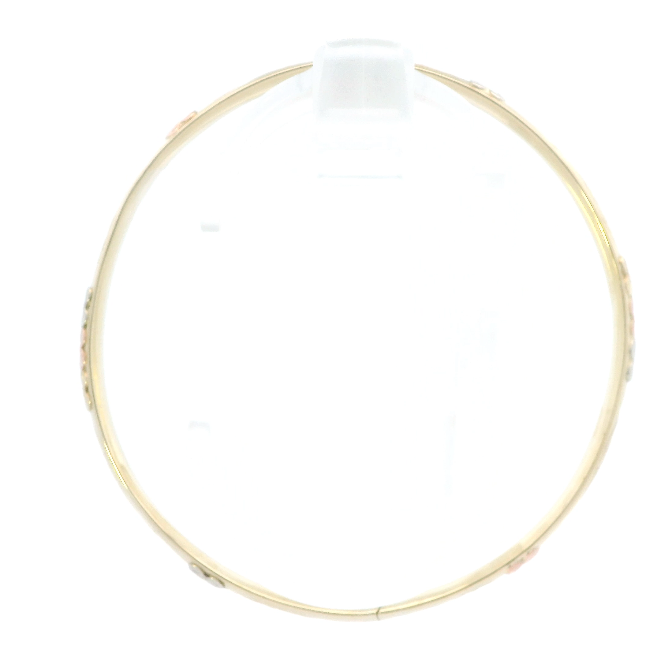 14K Tri Color Floral Design Bangle Bracelet