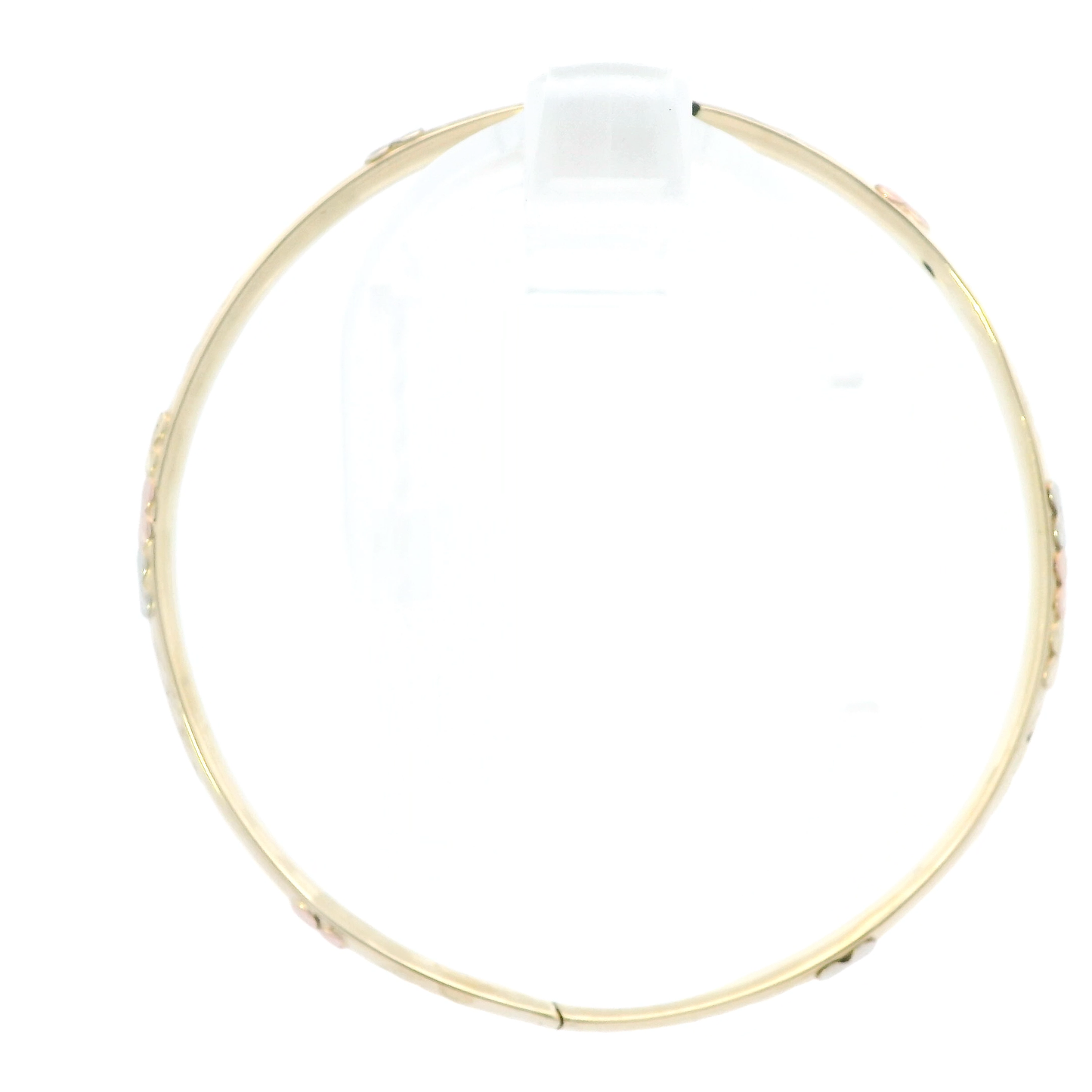 14K Tri Color Floral Design Bangle Bracelet