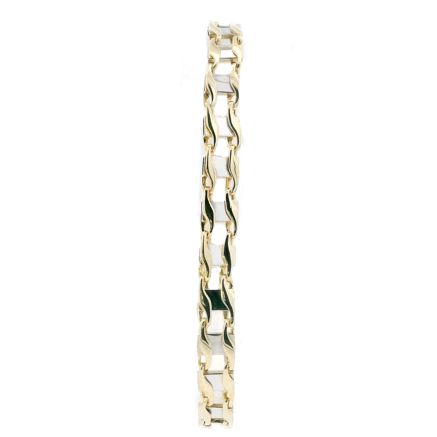 14K Yellow & White Gold 8.5" Railroad Link Bracelet