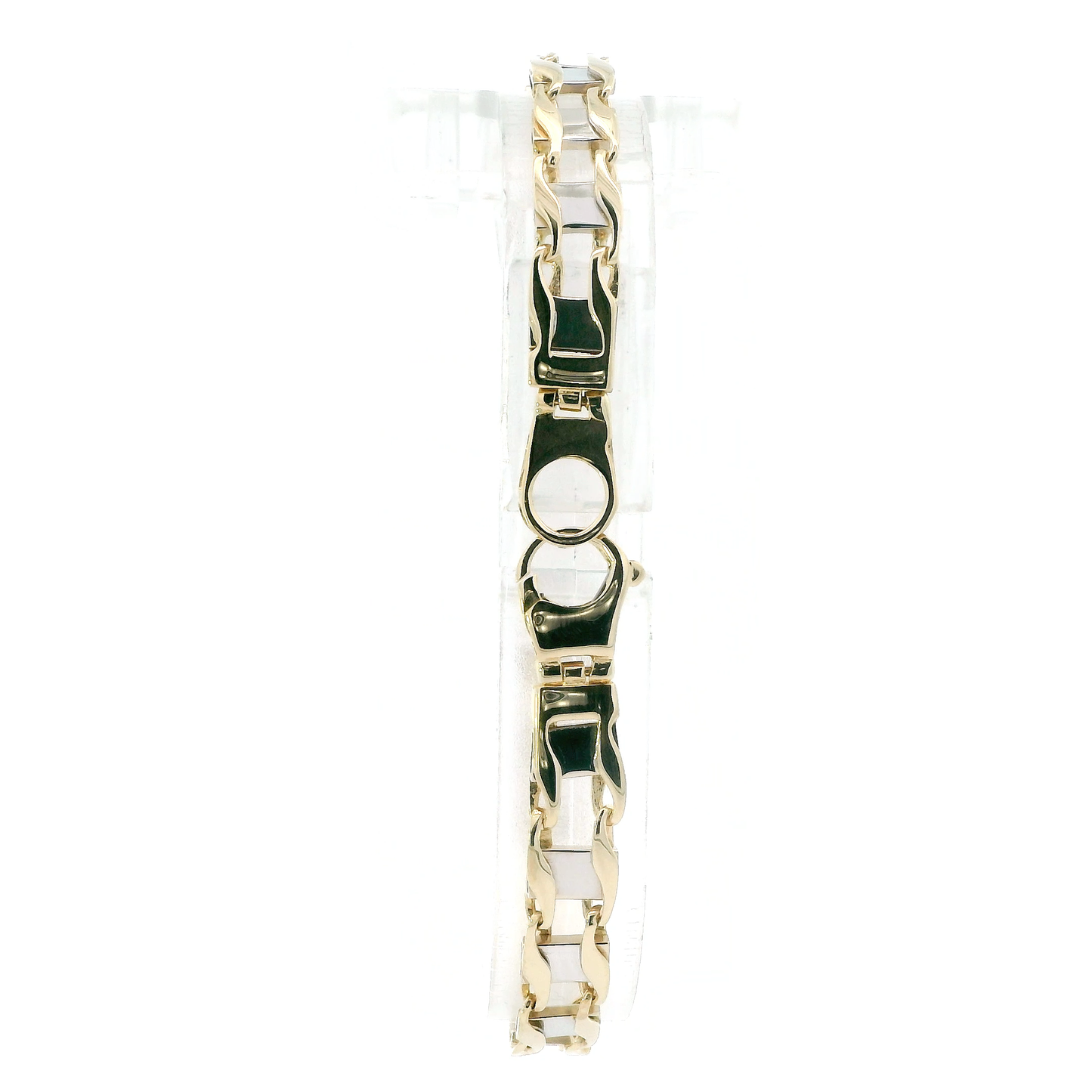 14K Yellow & White Gold 8.5" Railroad Link Bracelet