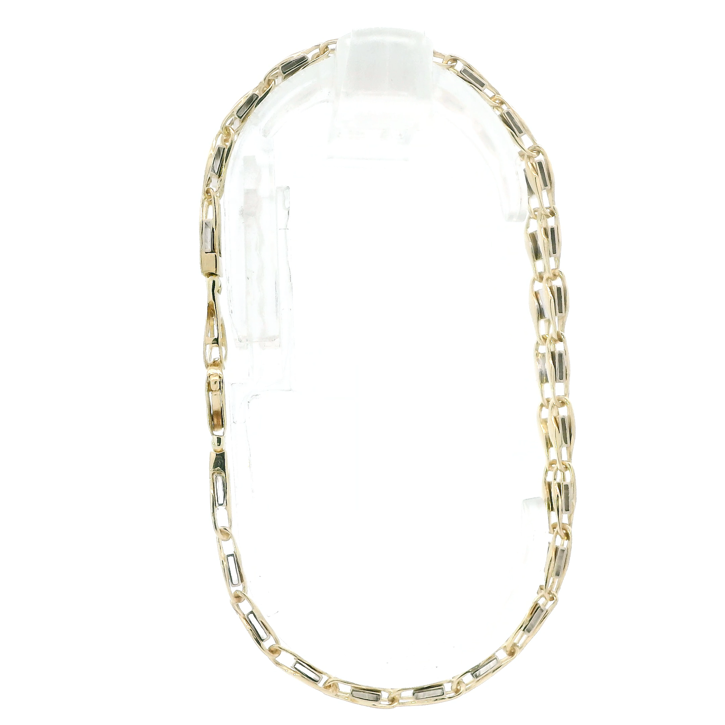 14K Yellow & White Gold 8.5" Railroad Link Bracelet
