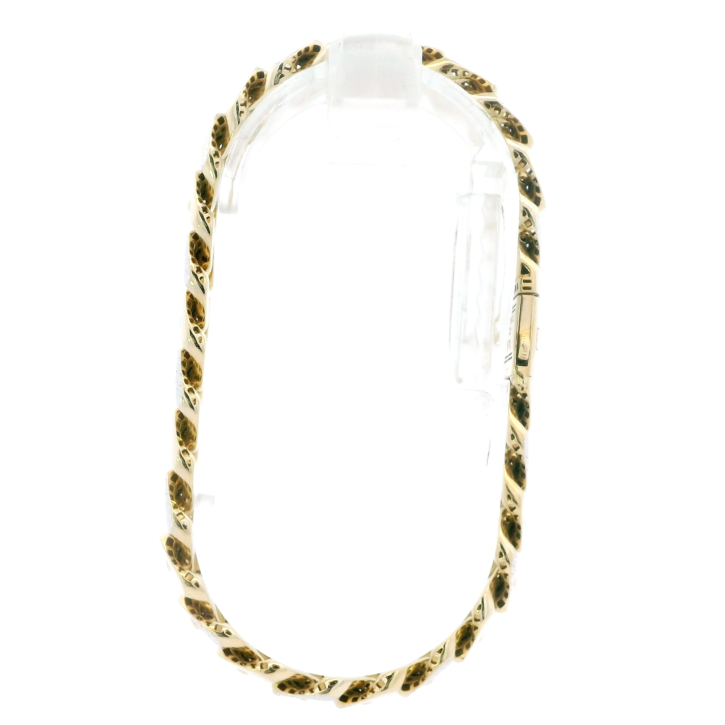 14K Yellow & White Gold 8.5" Diamond Cut Hollow Monaco Bracelet