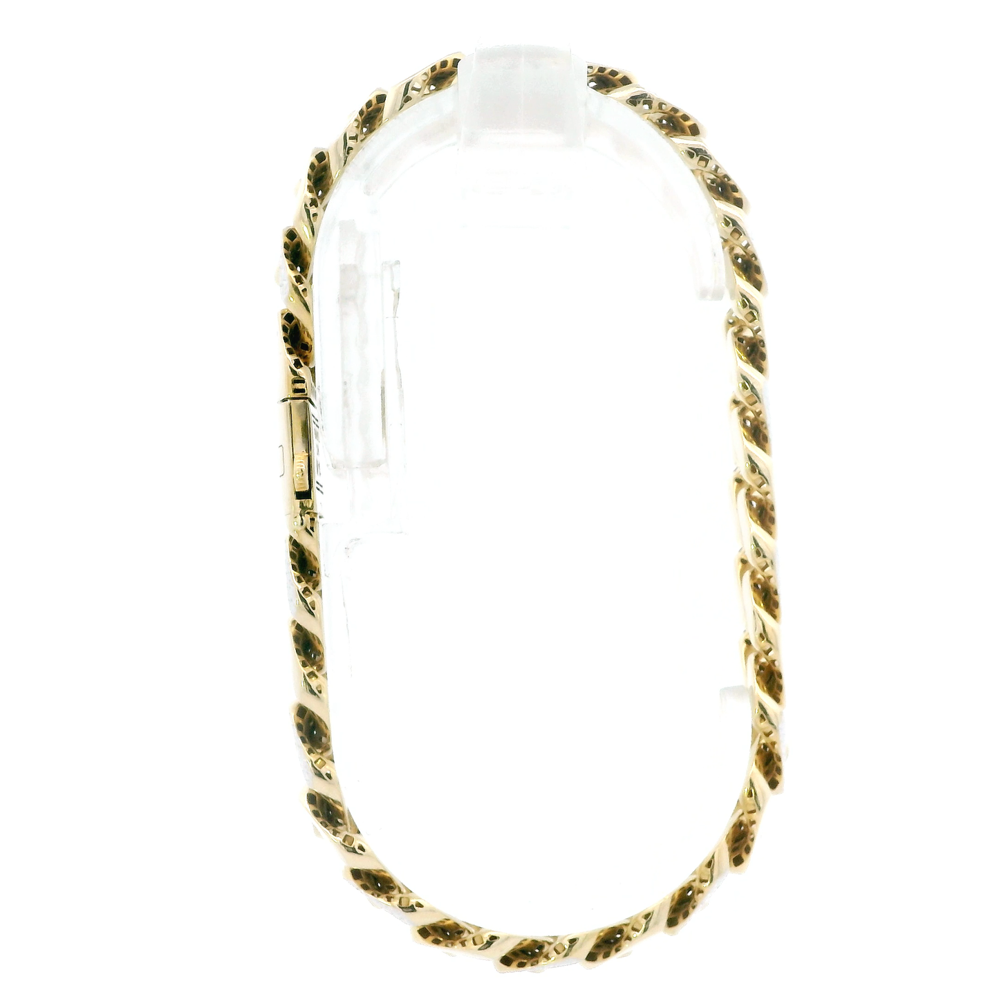 14K Yellow & White Gold 8.5" Diamond Cut Hollow Monaco Bracelet