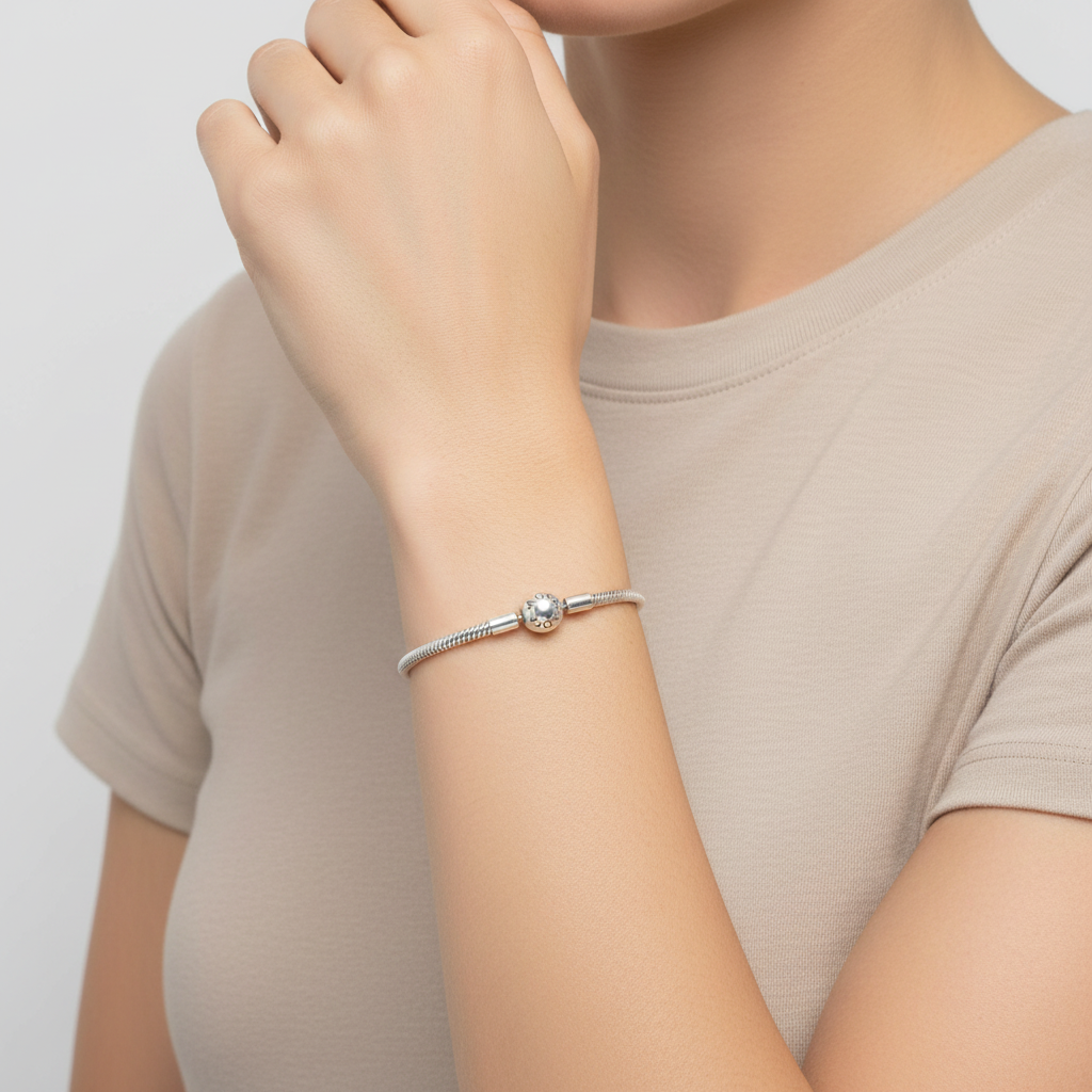 Sterling Silver 8" Pandora Moments Snake Bracelet
