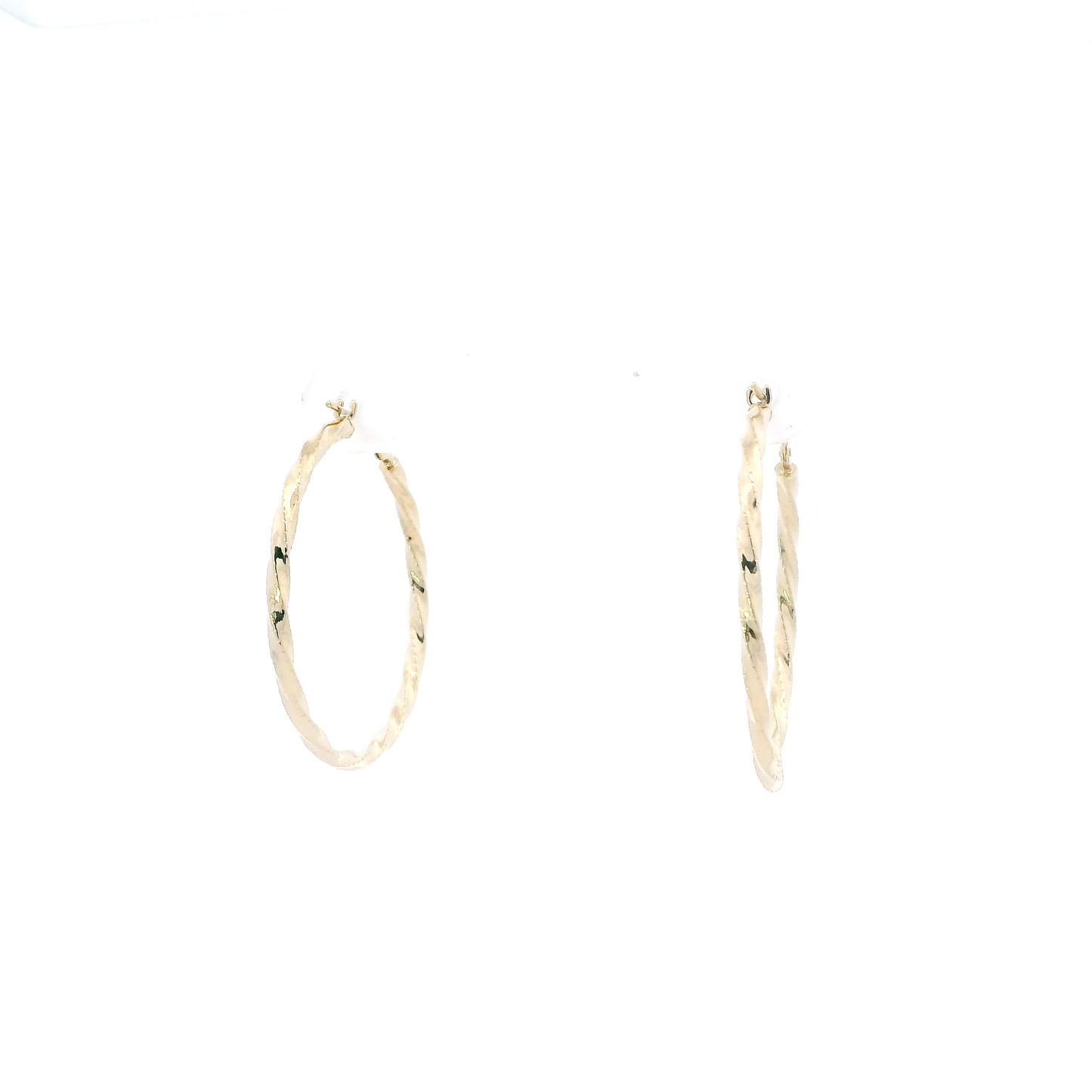 14K Yellow Gold Diamond Cut Twist Hoop Earrings