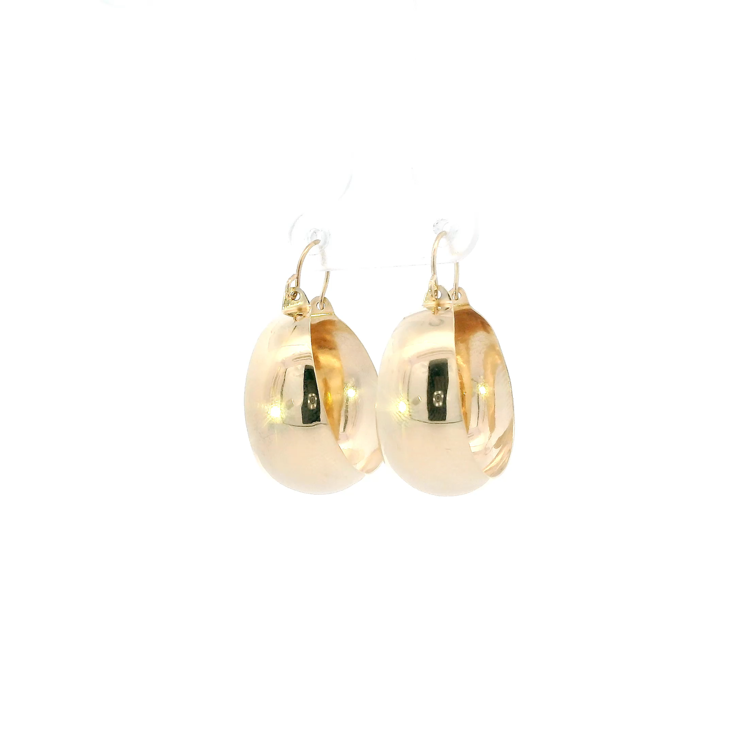 14K Yellow Gold Wide Plain Hoop Earrings