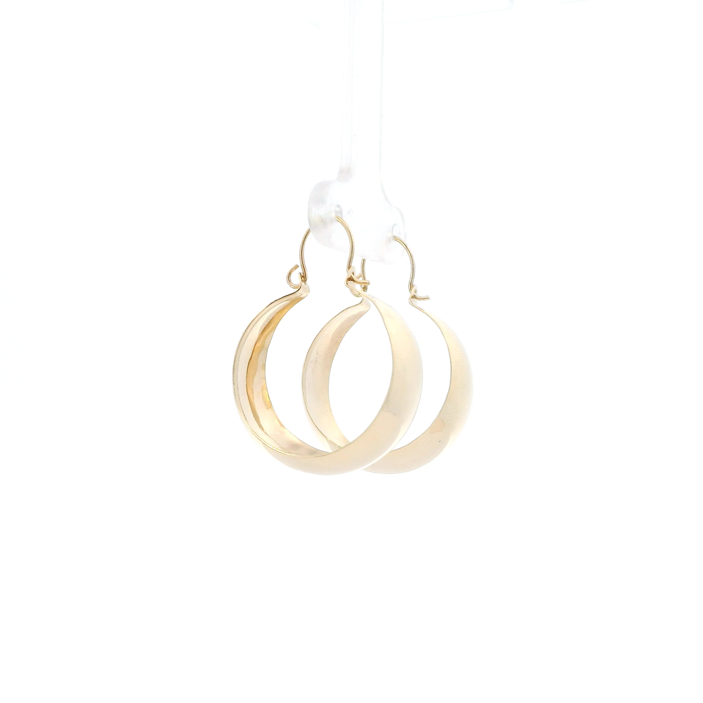 14K Yellow Gold Wide Plain Hoop Earrings