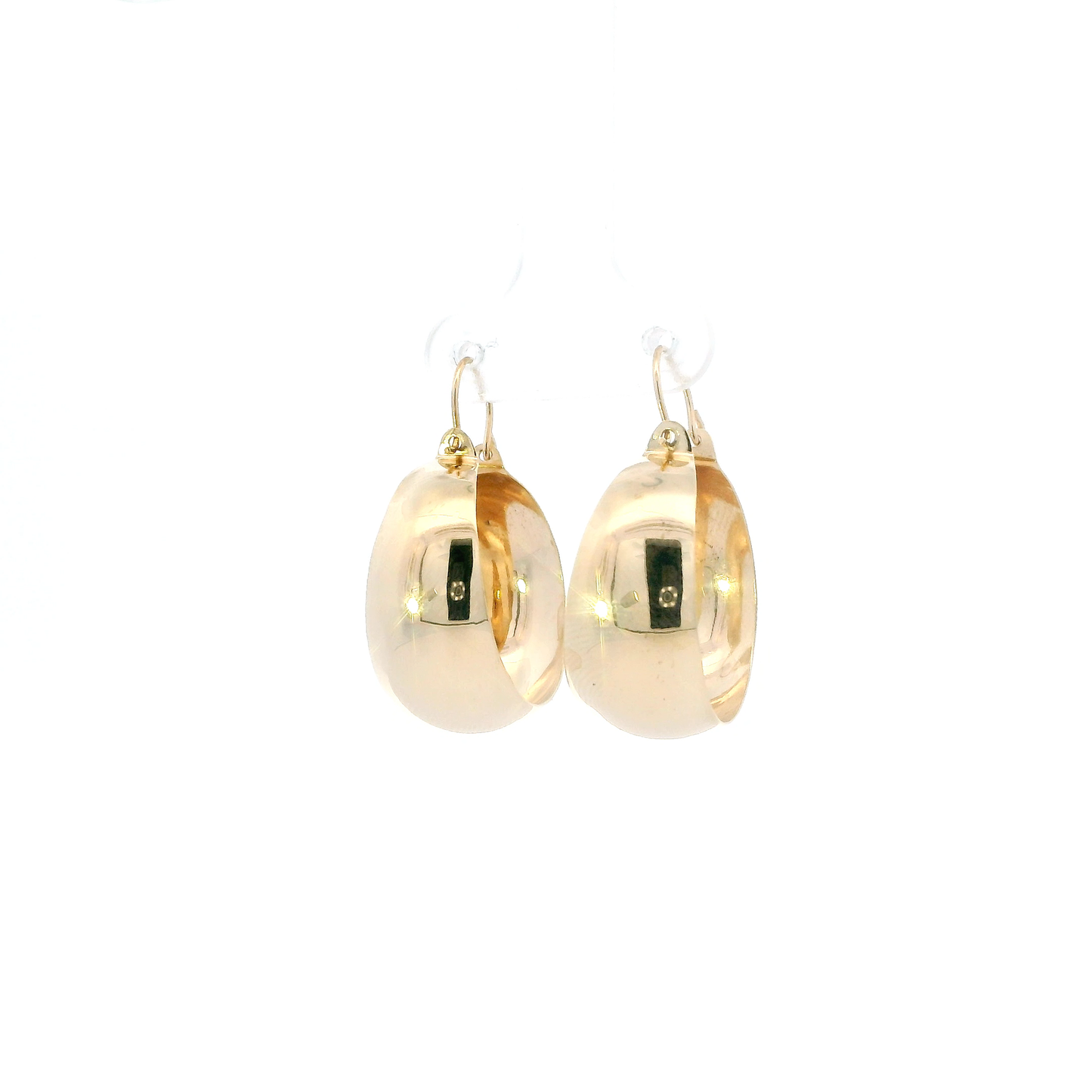 14K Yellow Gold Wide Plain Hoop Earrings