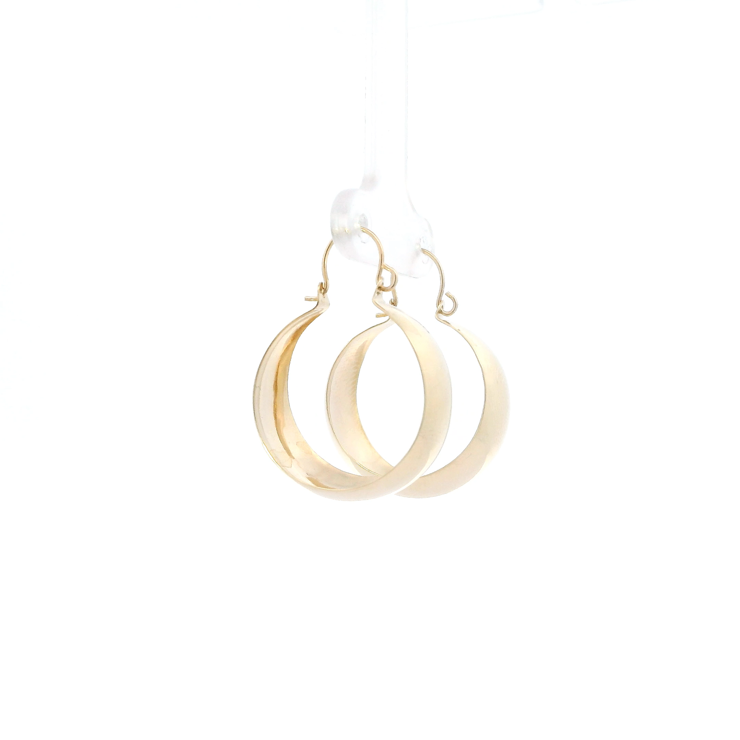 14K Yellow Gold Wide Plain Hoop Earrings