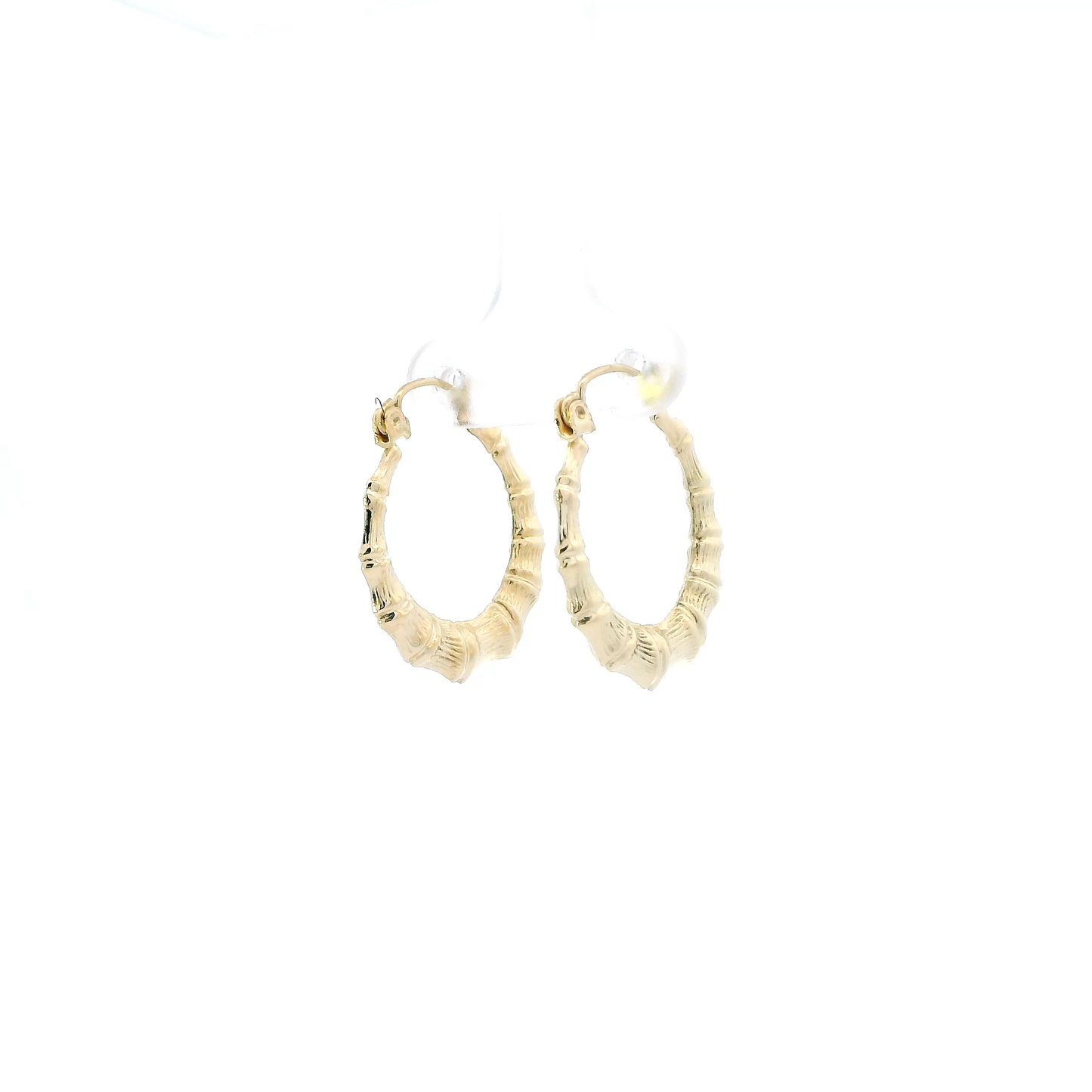 10K Yellow Gold Bamboo Hoop Earrings