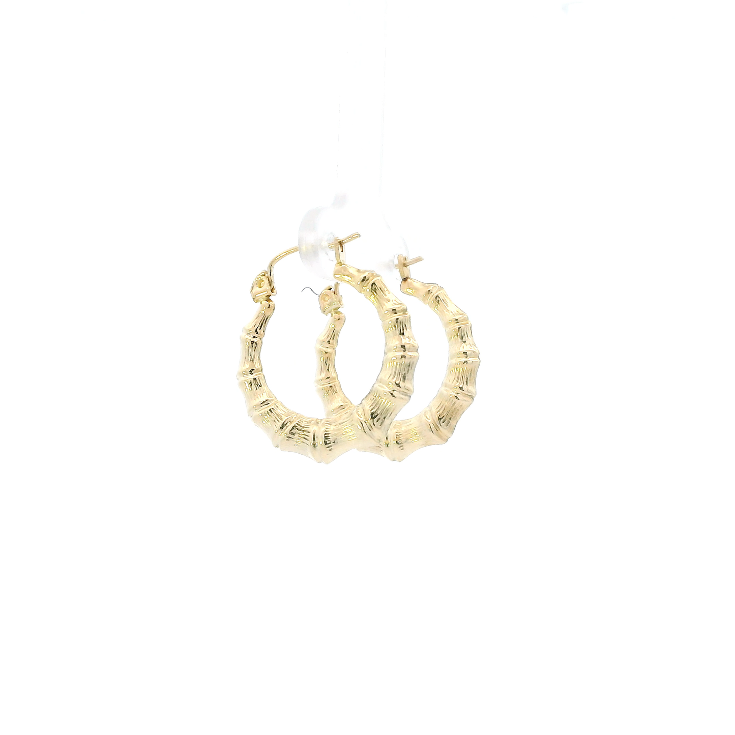 10K Yellow Gold Bamboo Hoop Earrings