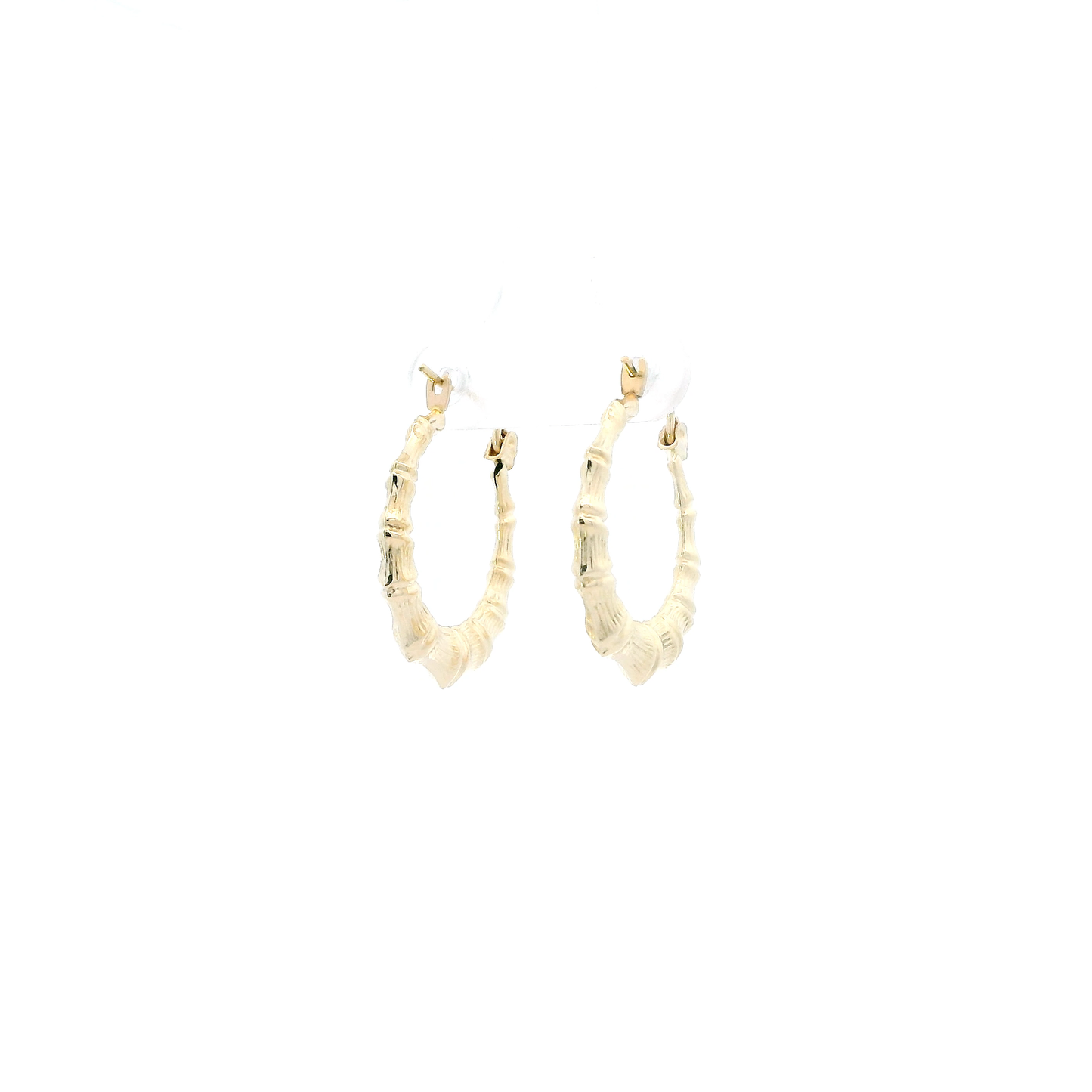 10K Yellow Gold Bamboo Hoop Earrings
