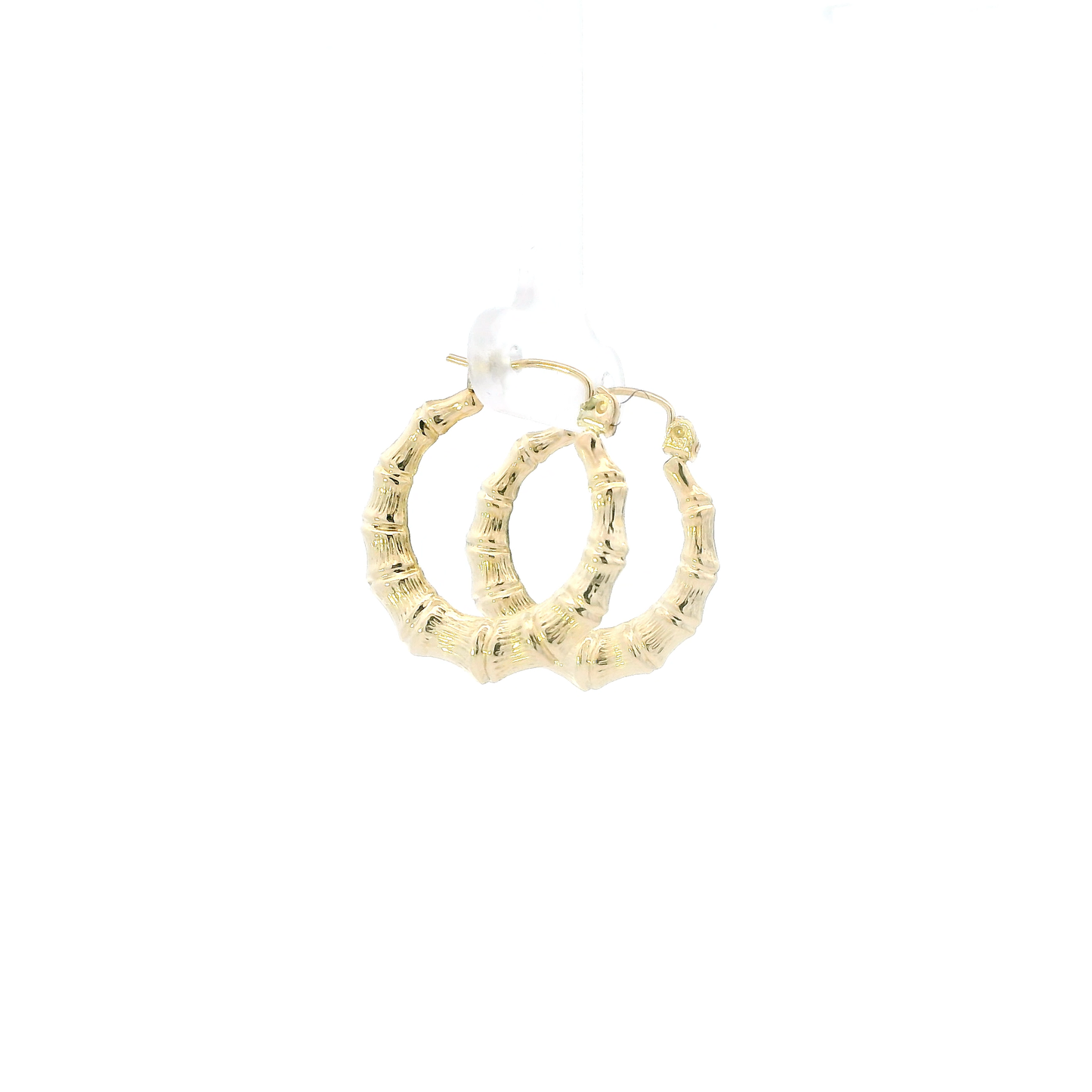 10K Yellow Gold Bamboo Hoop Earrings