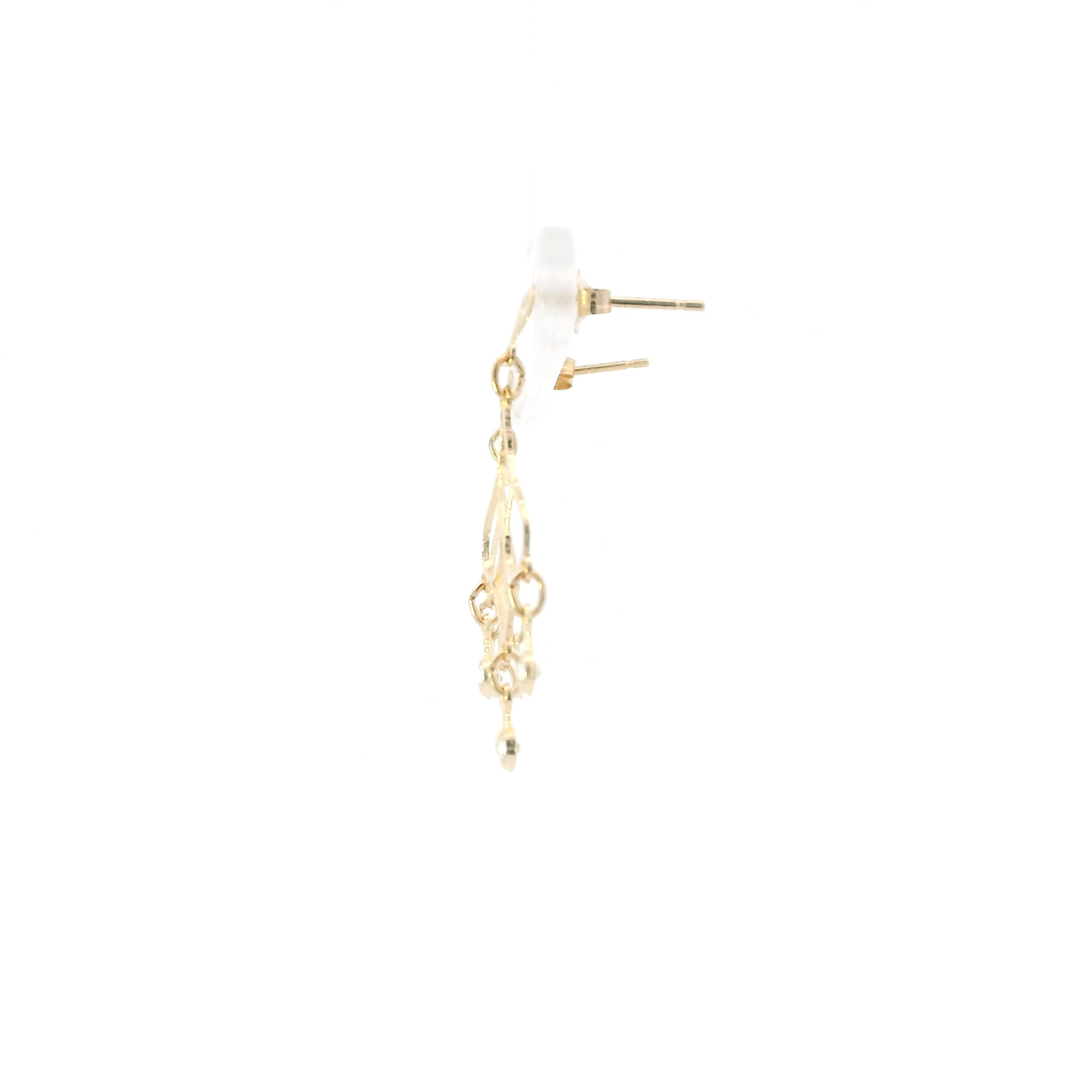 14K Yellow Gold Filigree Design Dangle Earrings