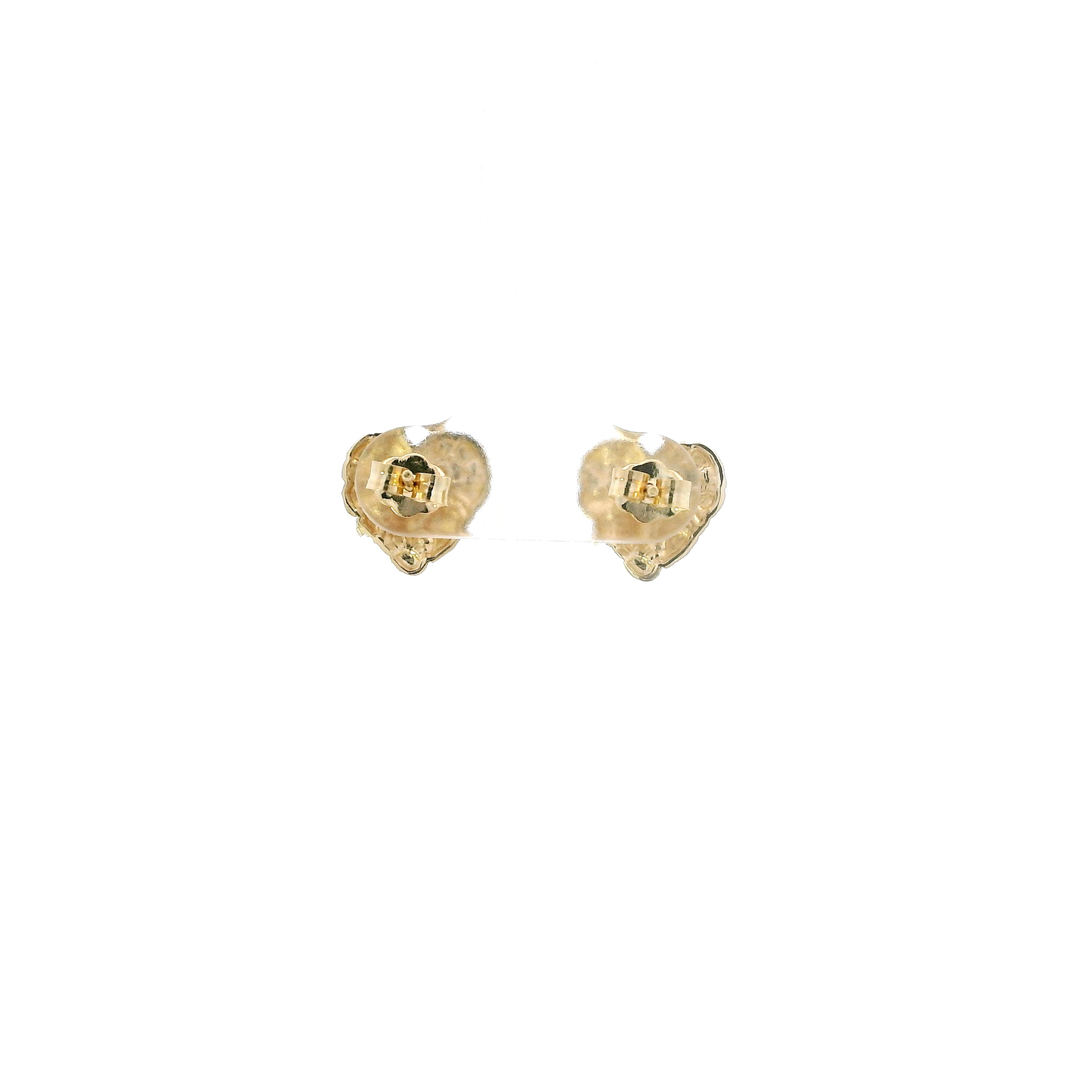 14K Yellow Gold Nugget Heart Stud Earrings