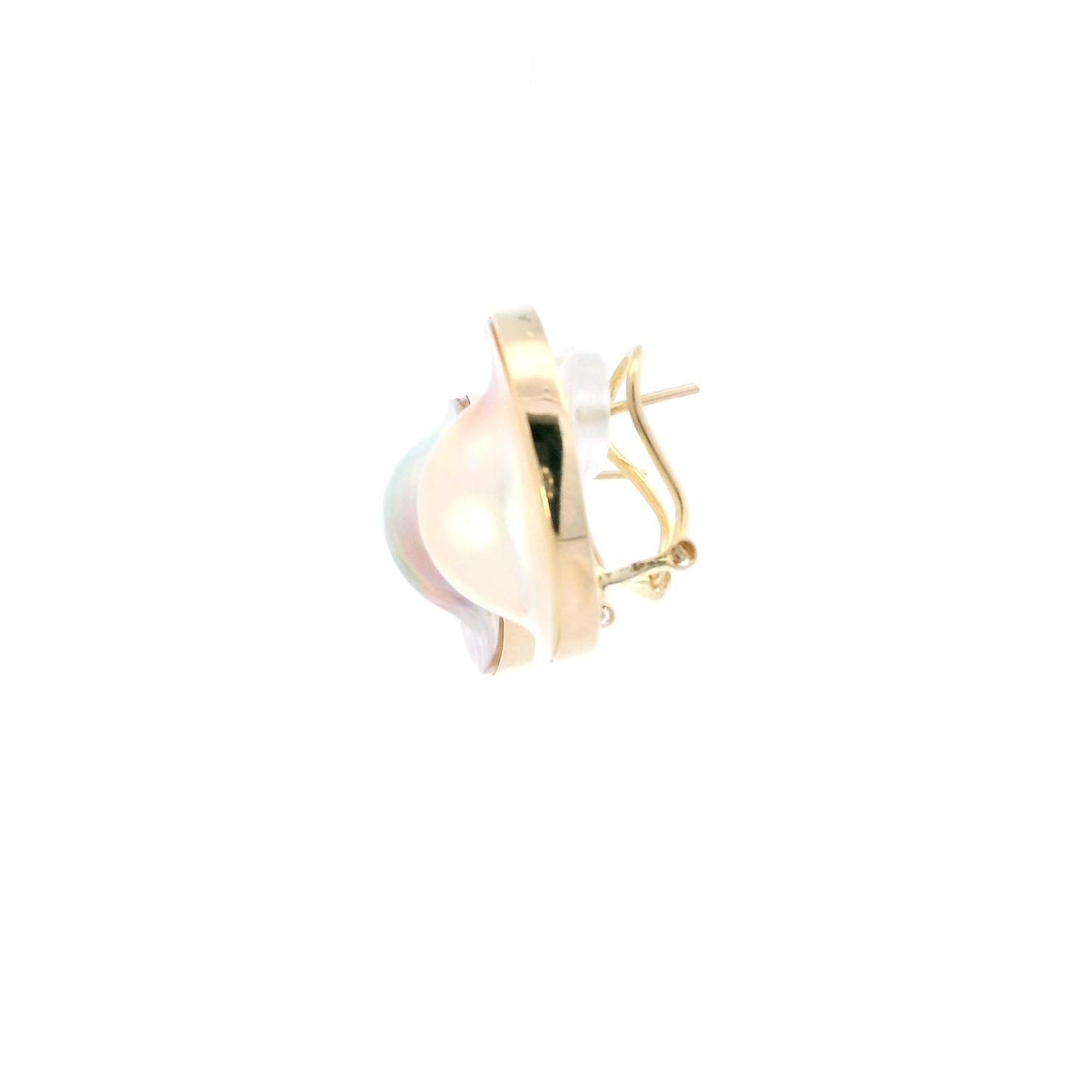 14K Yellow Gold Made Pearl Lever back Ear