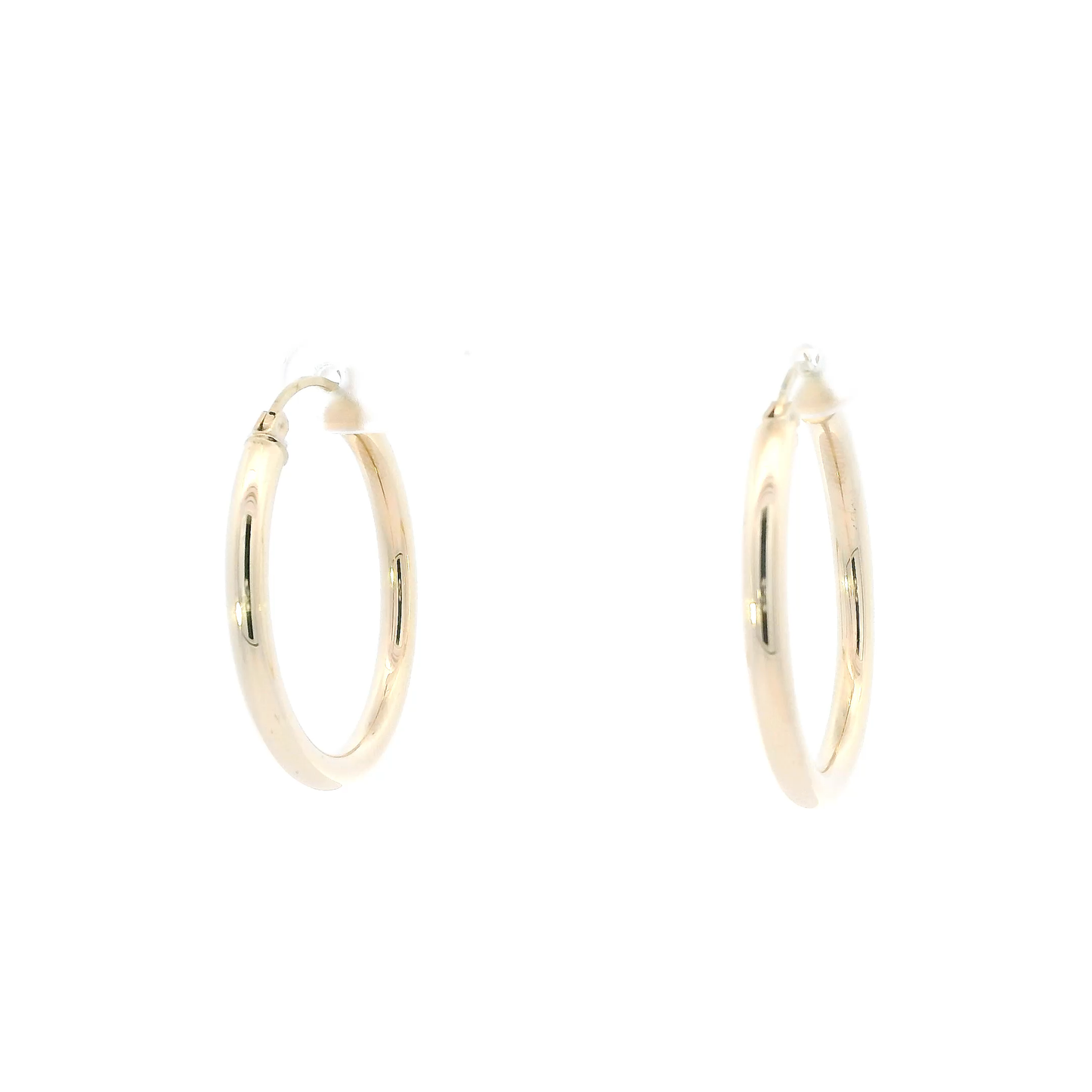 10K Yellow Gold Hollow Tube Hoop Earrings