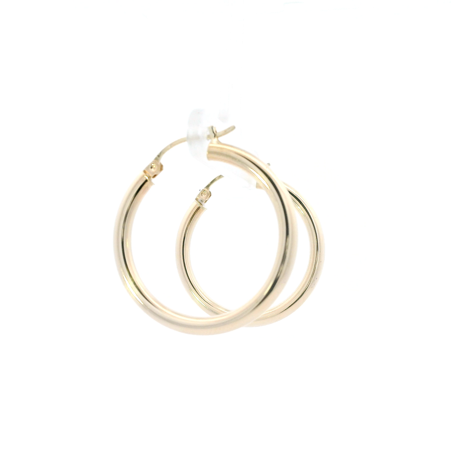 10K Yellow Gold Hollow Tube Hoop Earrings