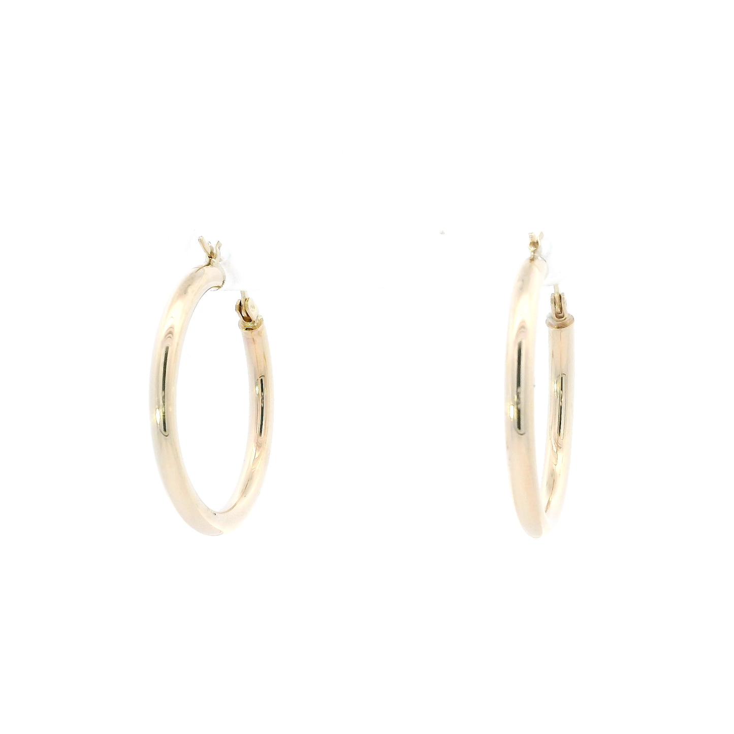 10K Yellow Gold Hollow Tube Hoop Earrings
