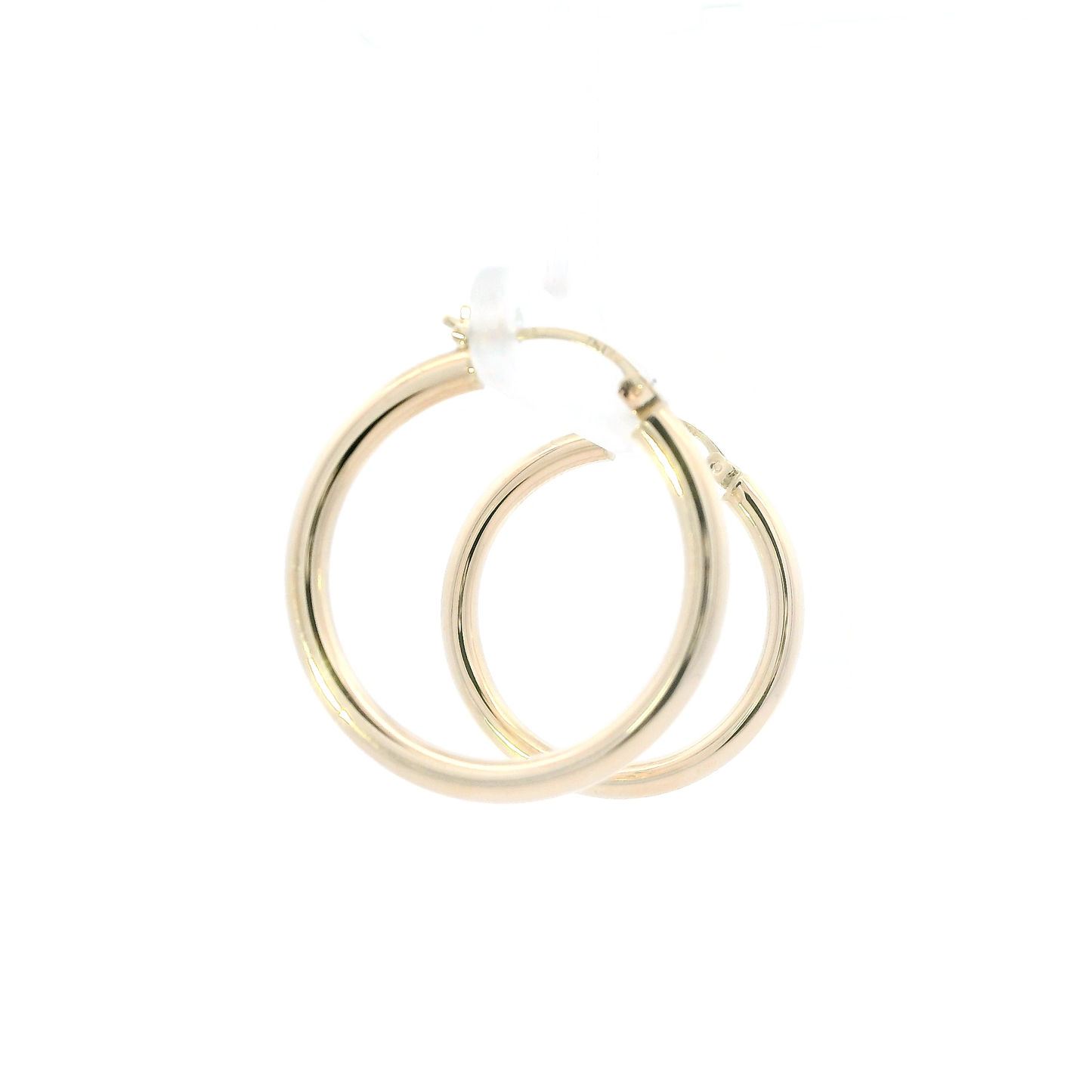 10K Yellow Gold Hollow Tube Hoop Earrings