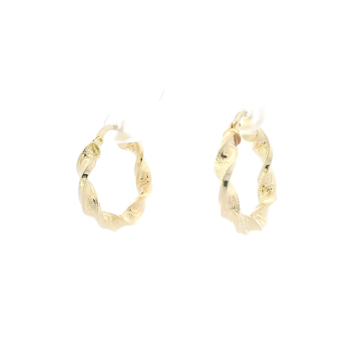 14K Yellow Gold Twisted Greek Design Hoop Earrings