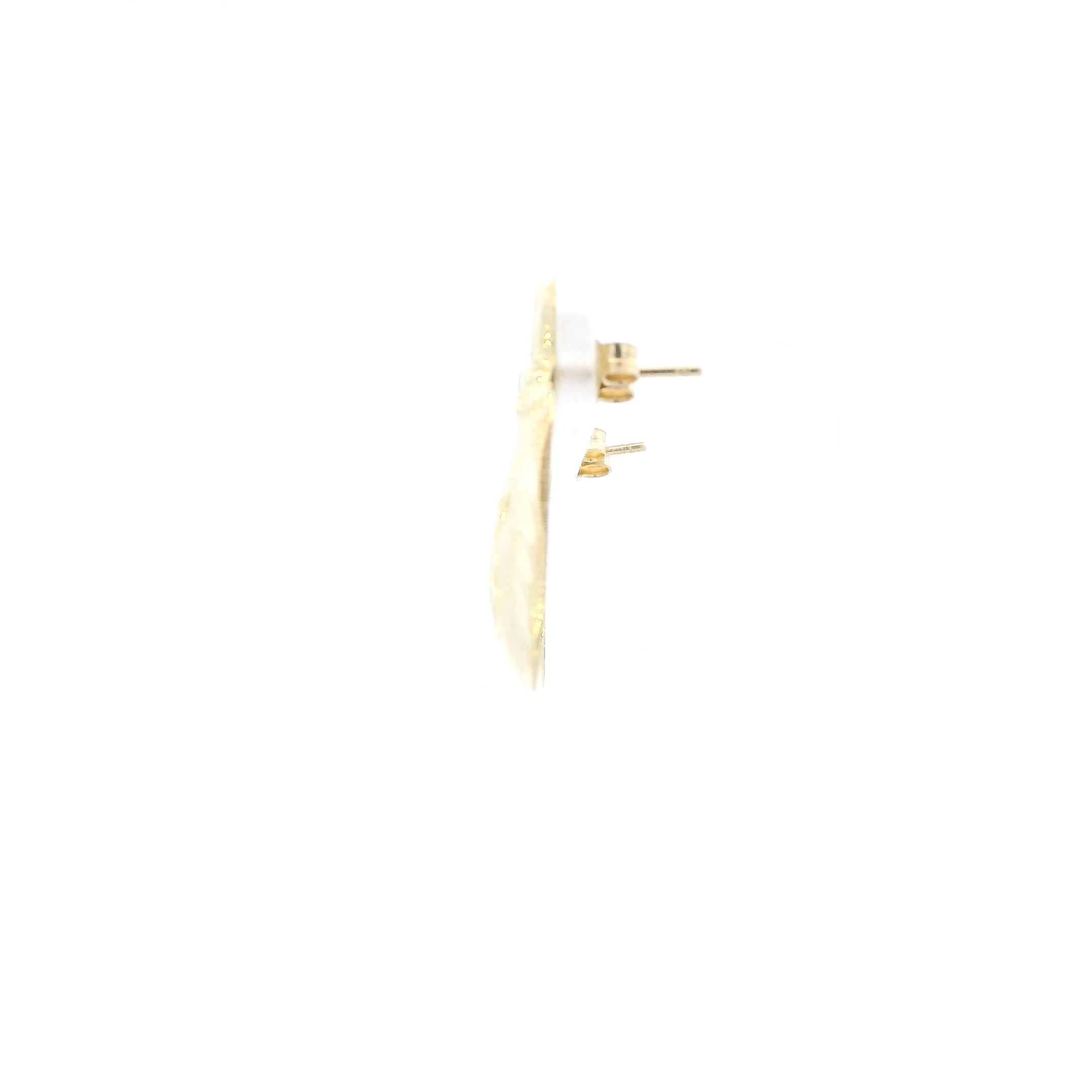 10K Yellow Gold Diamond Cut Money Bag Earrings