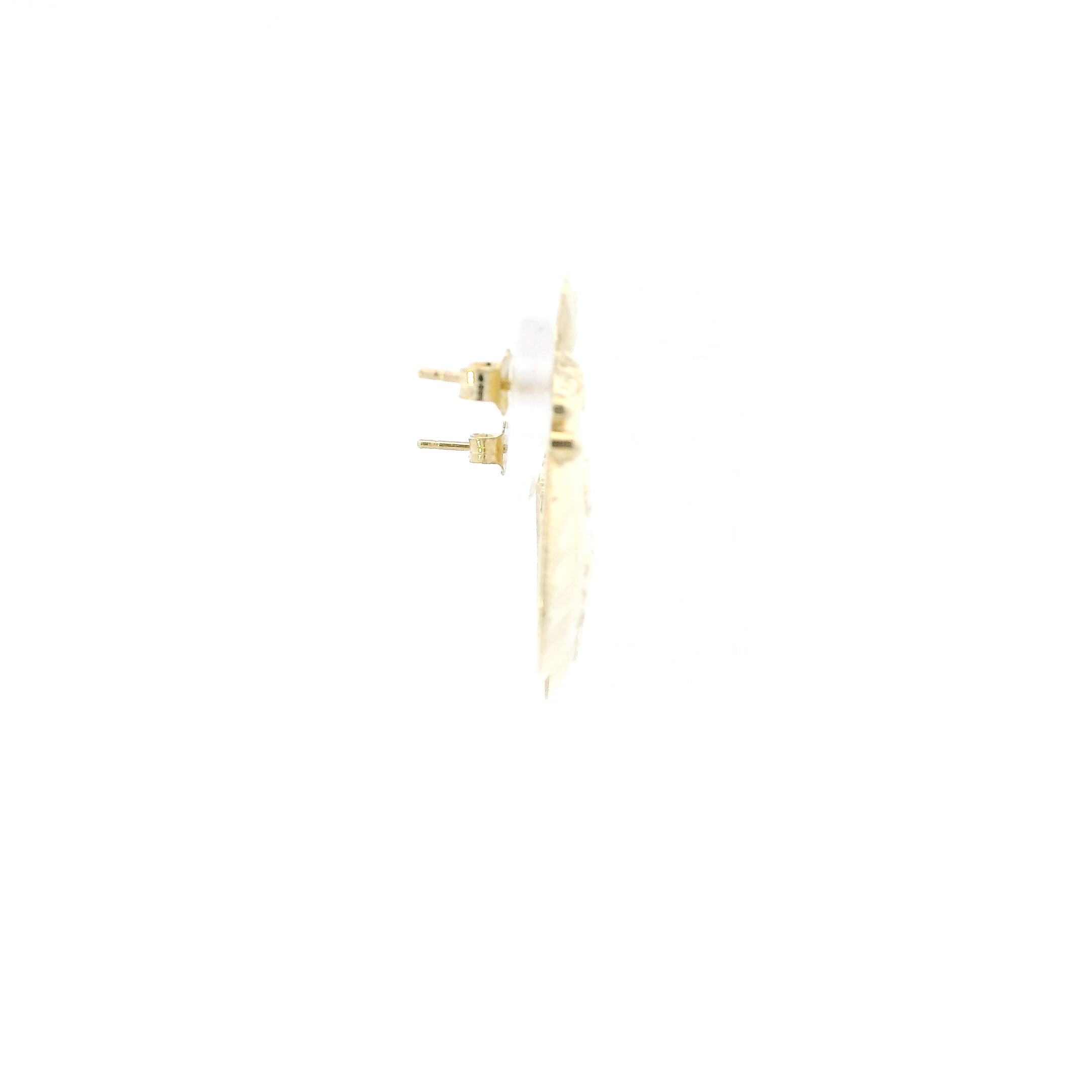 10K Yellow Gold Diamond Cut Money Bag Earrings