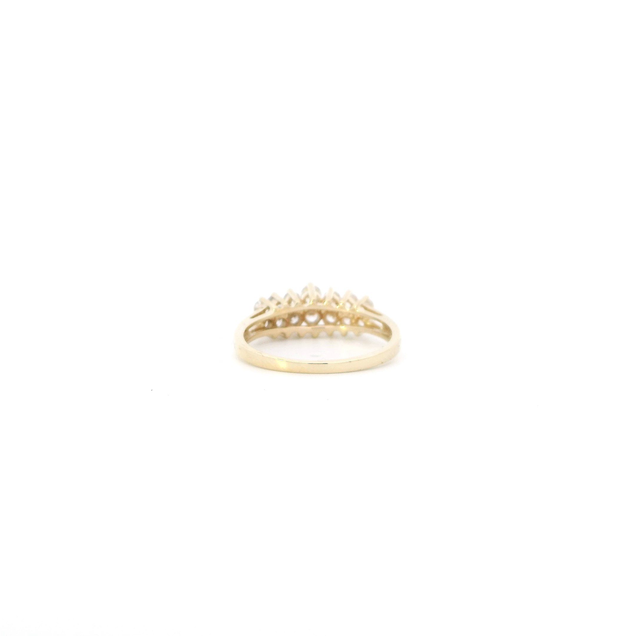 10K Yellow Gold Cz Double Row Womens Ring