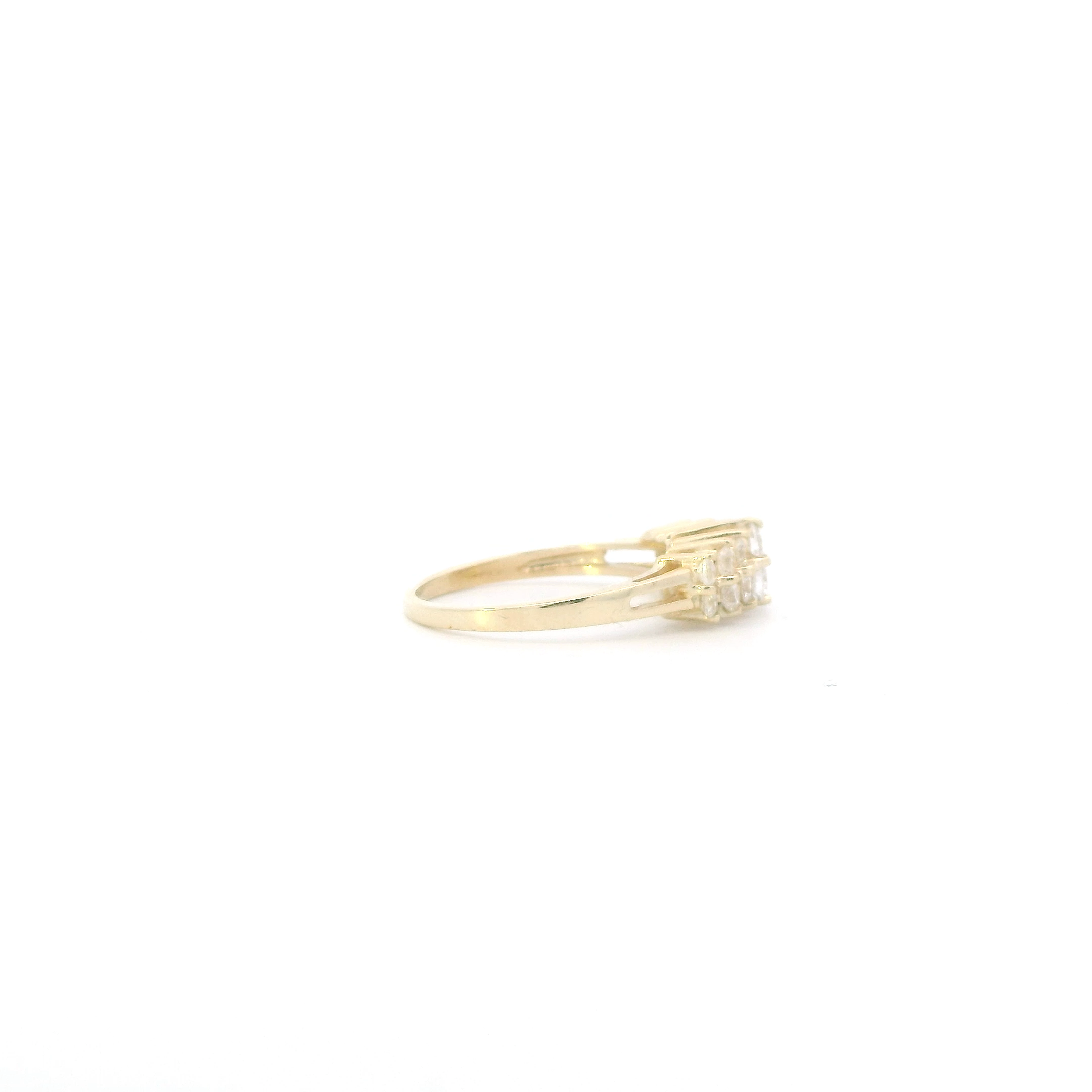 10K Yellow Gold Cz Double Row Womens Ring