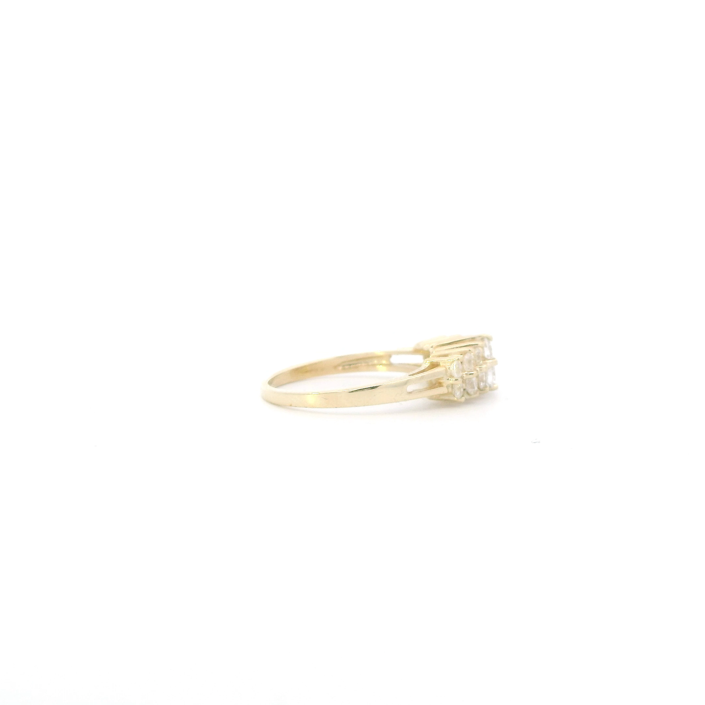 10K Yellow Gold Cz Double Row Womens Ring