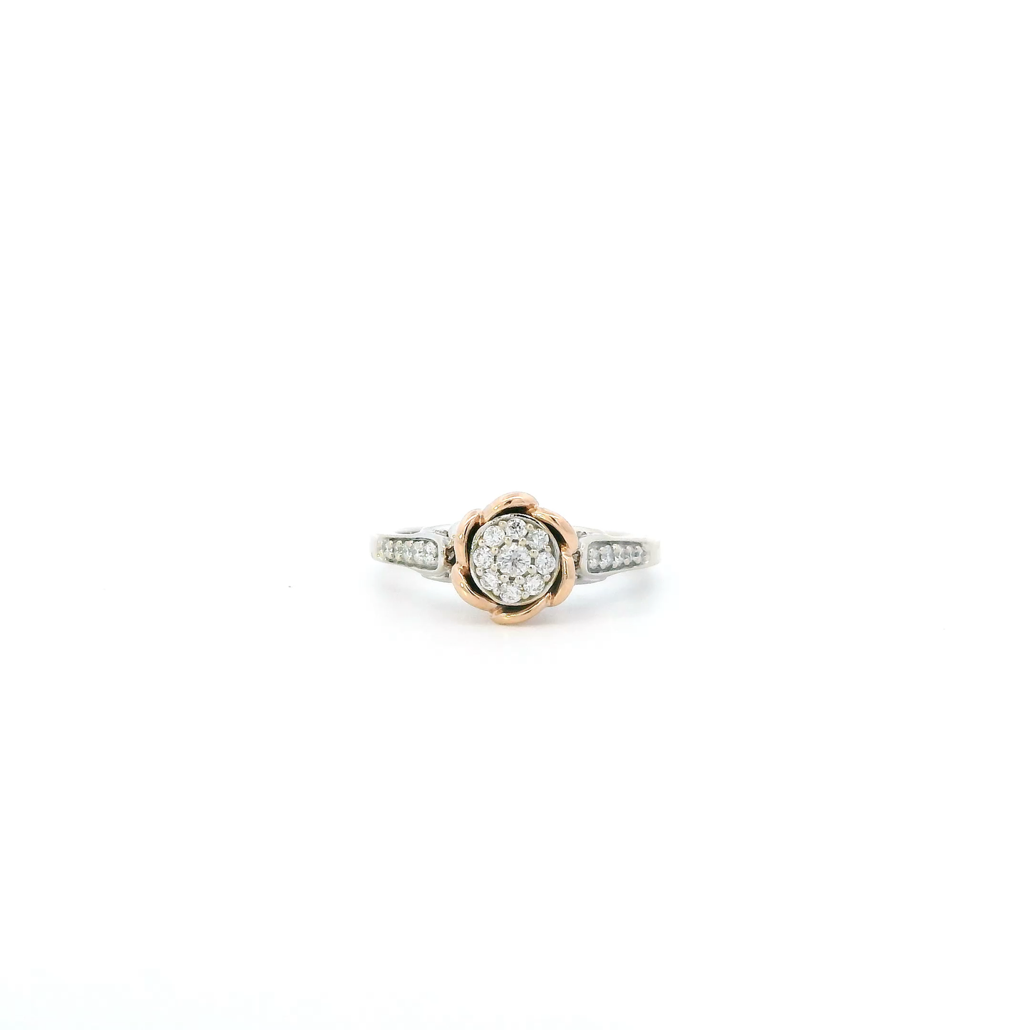 14K White & Rose Gold Diamond Disney Enchanted "Belle Rose" Engagement Ring - 0.25ct