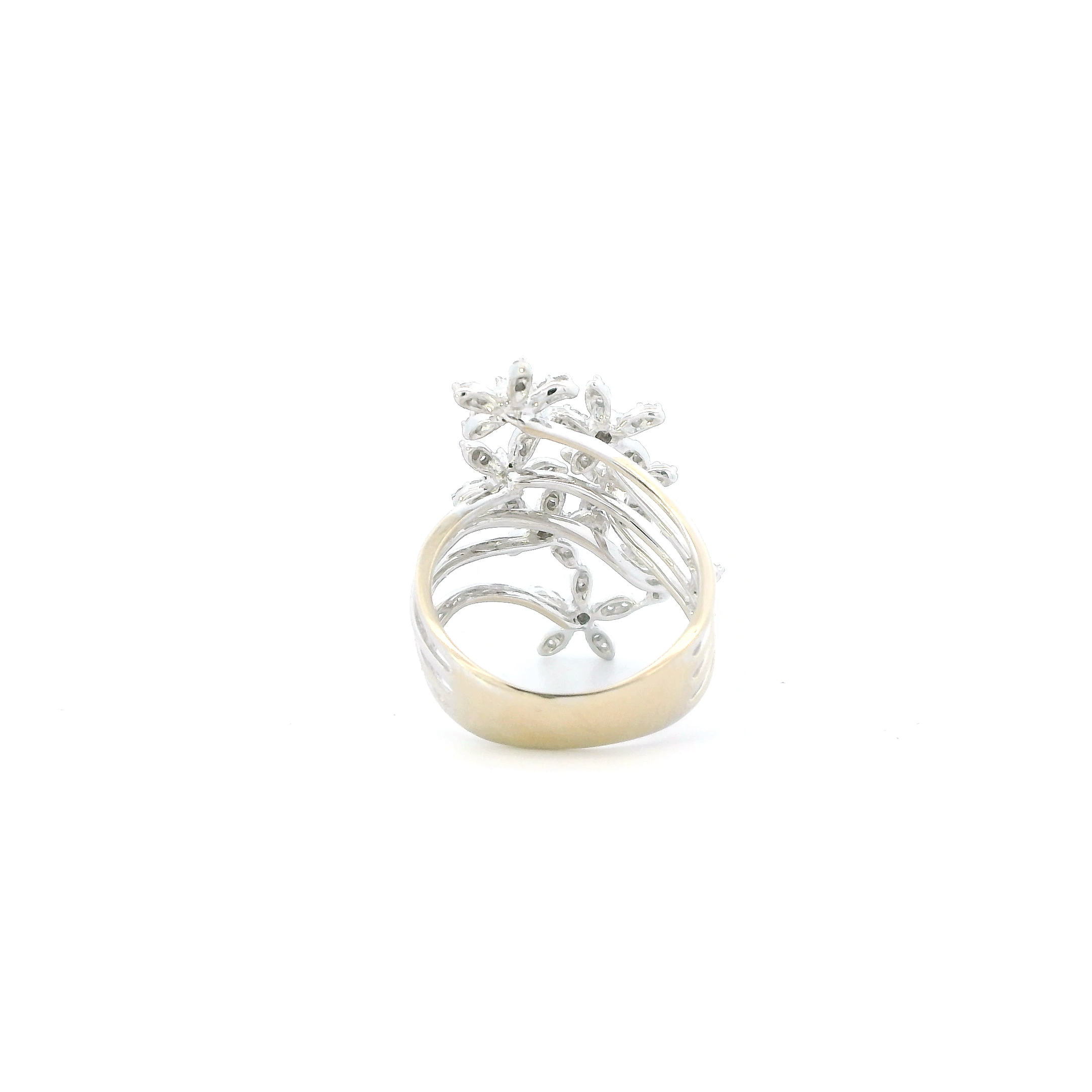 18K White Gold Diamond Flower Womens Ring - 0.35ct