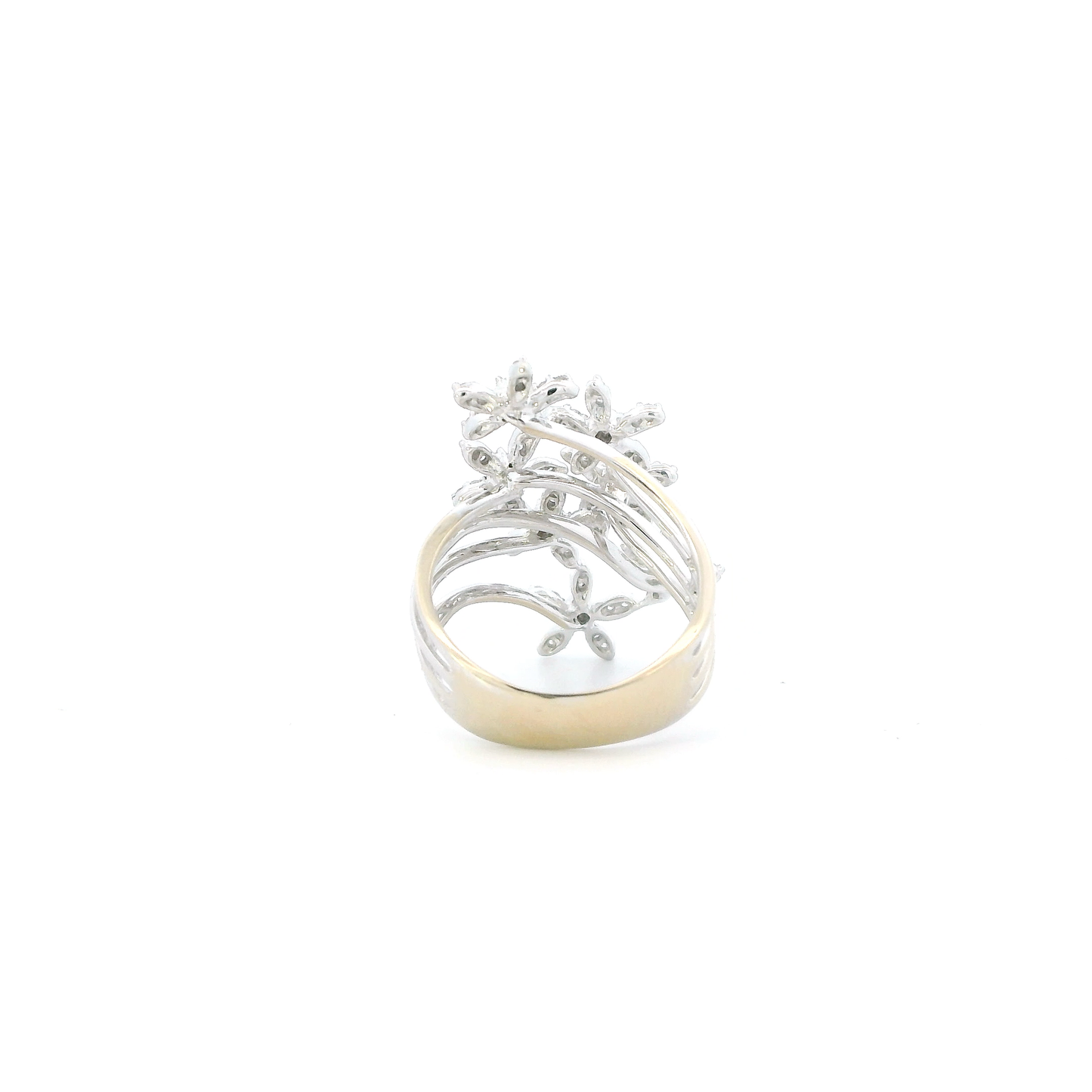 18K White Gold Diamond Flower Womens Ring - 0.35ct