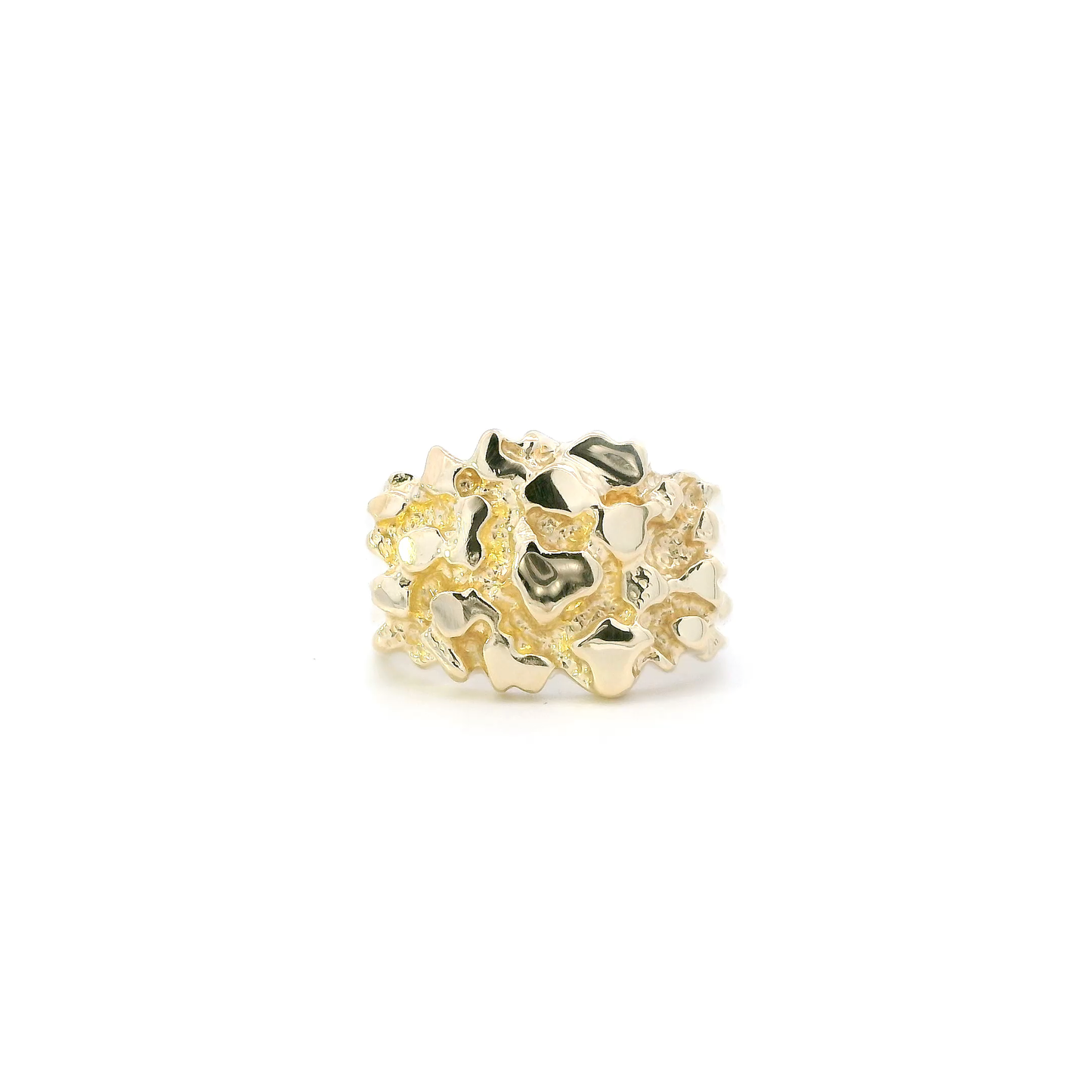 14K Yellow Gold Nugget Mens Ring