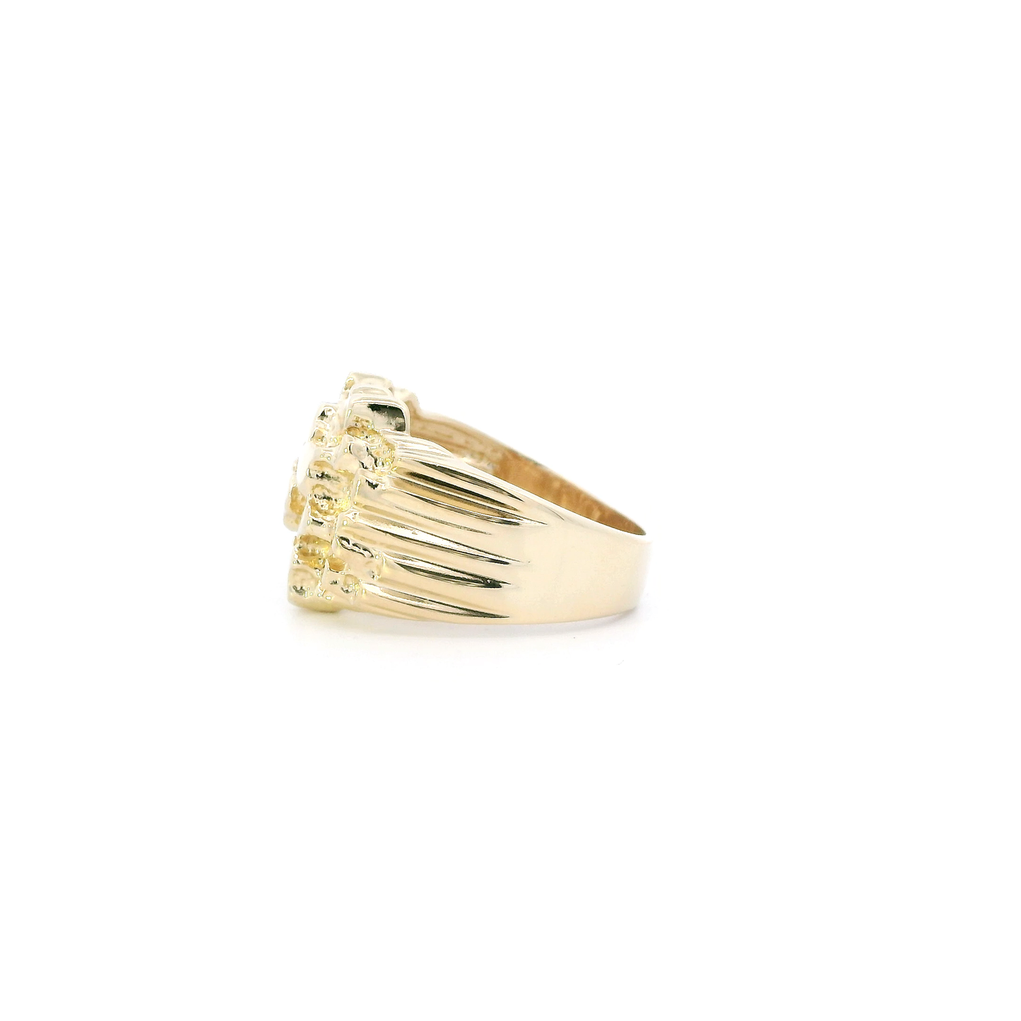 14K Yellow Gold Nugget Mens Ring