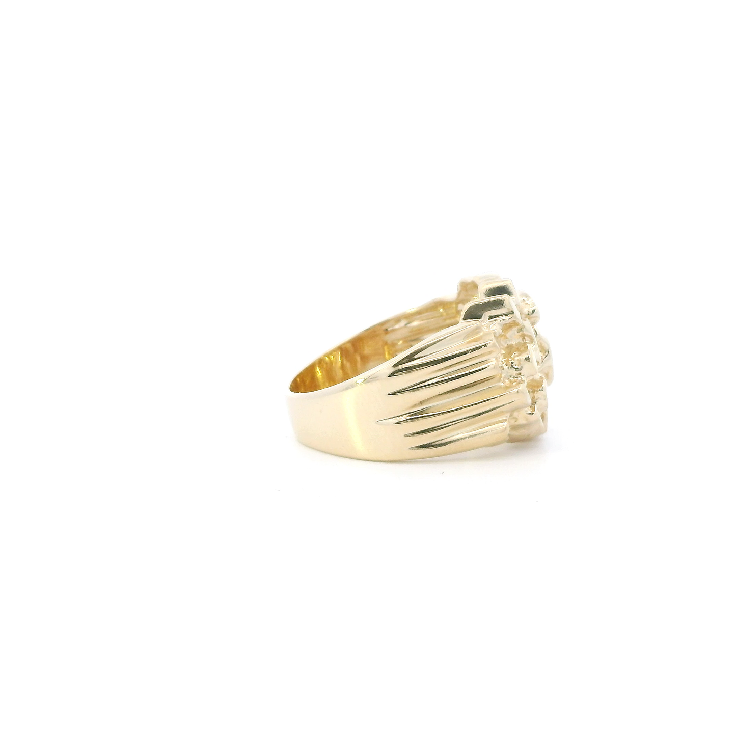 14K Yellow Gold Nugget Mens Ring