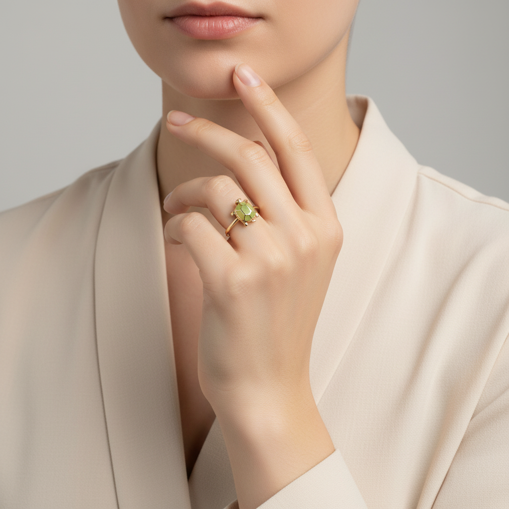 14K Yellow Gold Ruby Turtle Ring