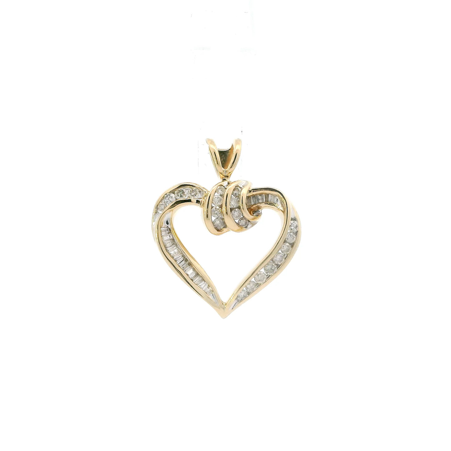 14K Yellow Gold Diamond Heart Pendant - 0.55ct