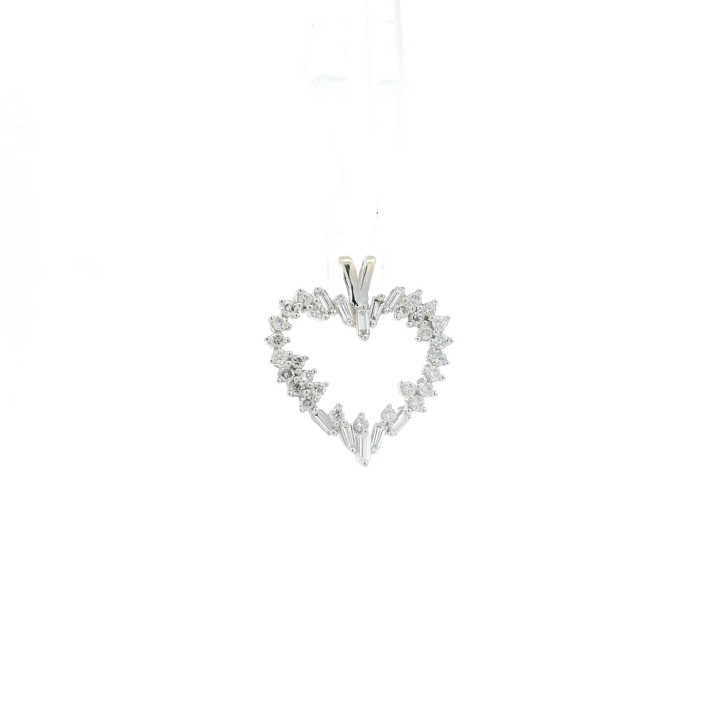 14K White Gold Diamond Heart Pendant - 0.35ct