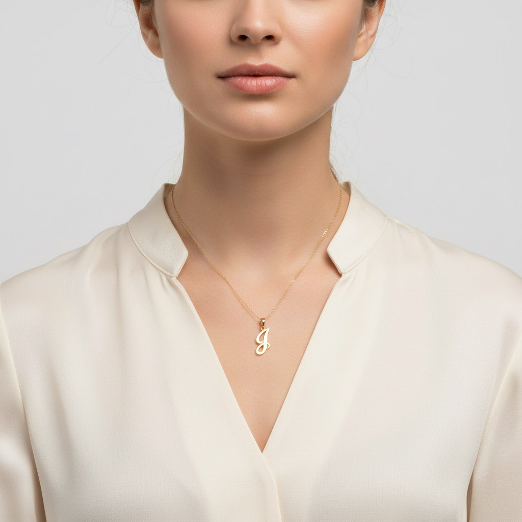 14K Yellow Gold Cursive Letter 